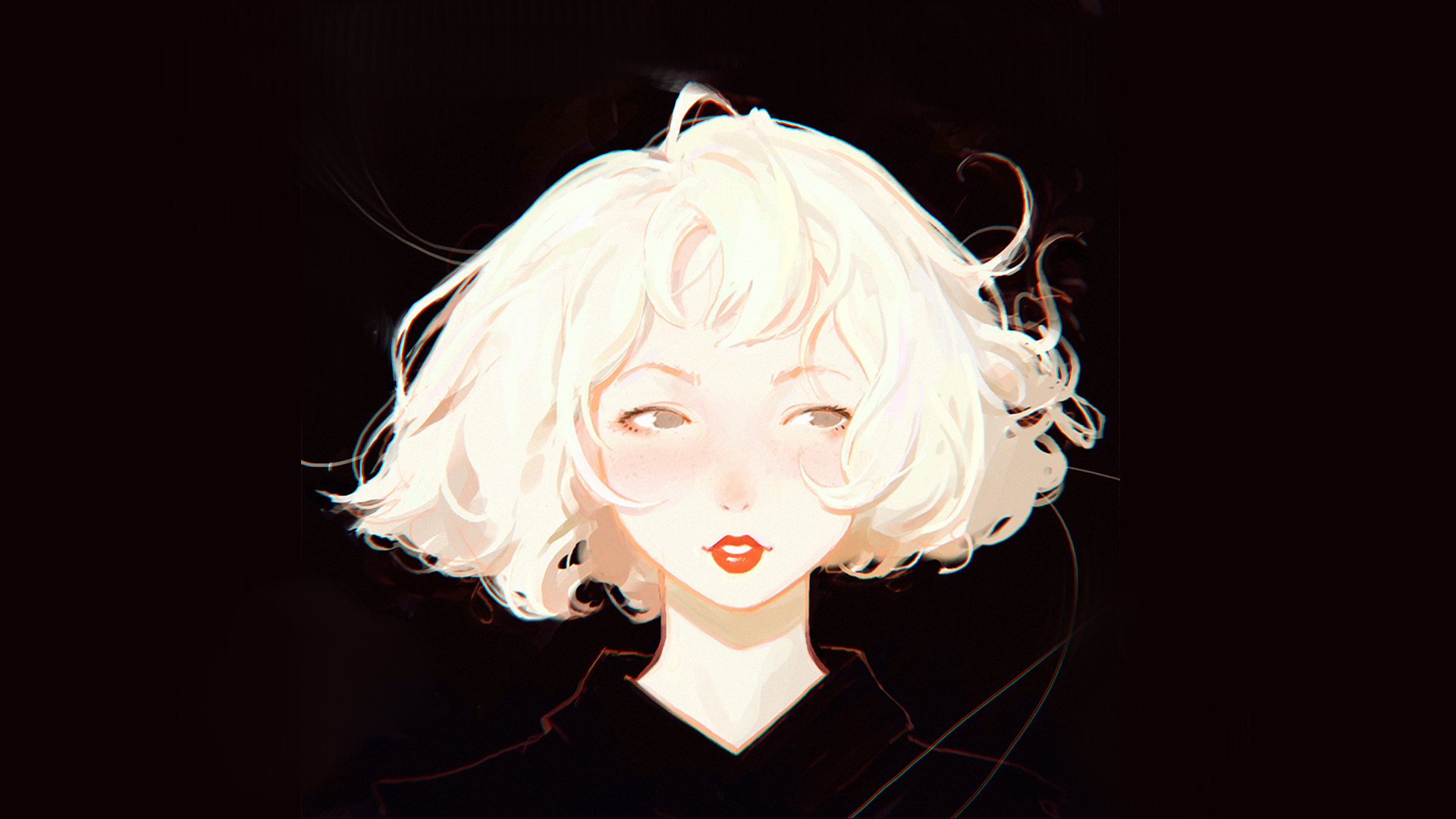 Artwork of a woman with blonde hair by Ilya Kuvshinov HD Wallpaper