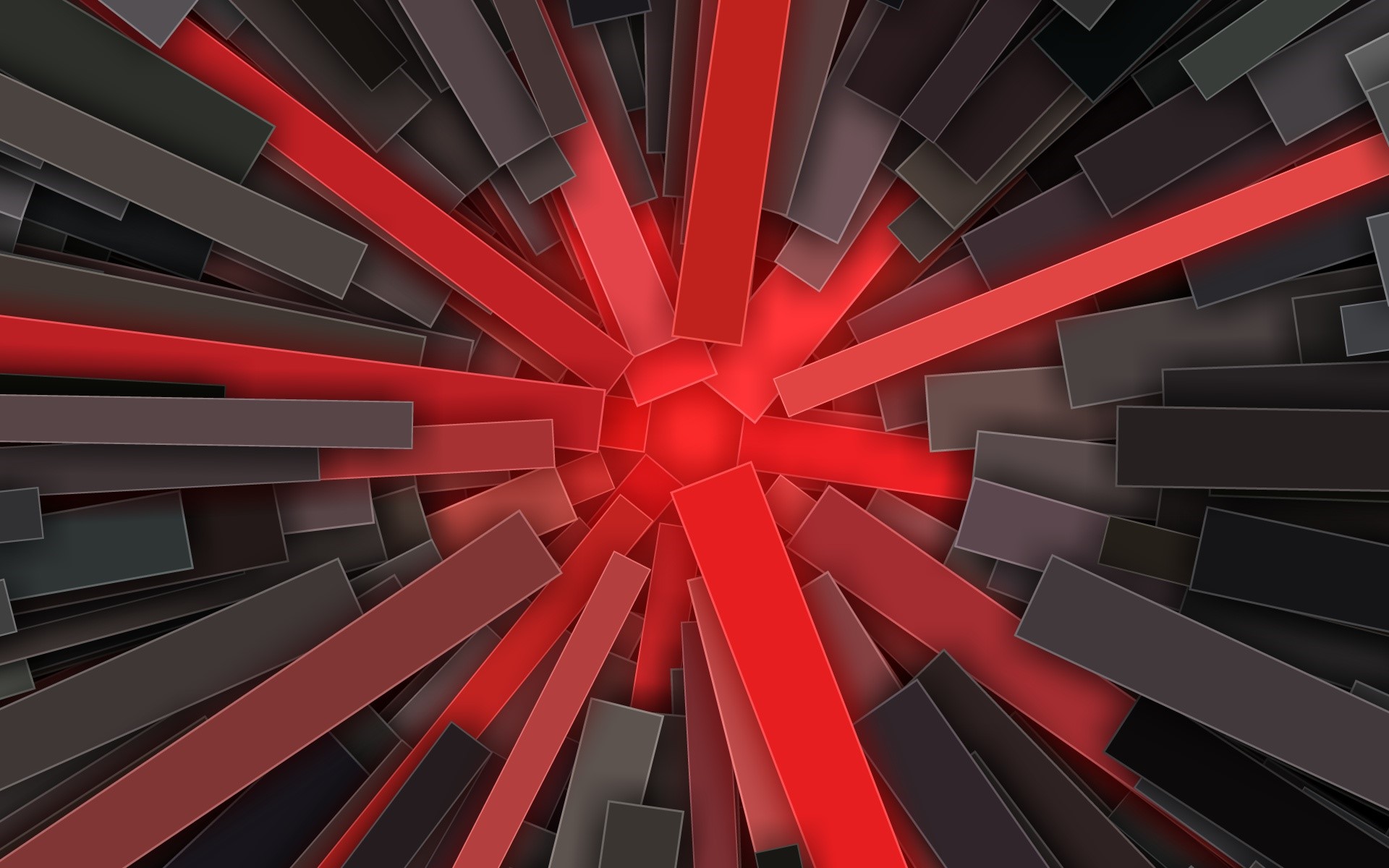 Abstract red and gray geometric shapes radiating from center HD Wallpaper