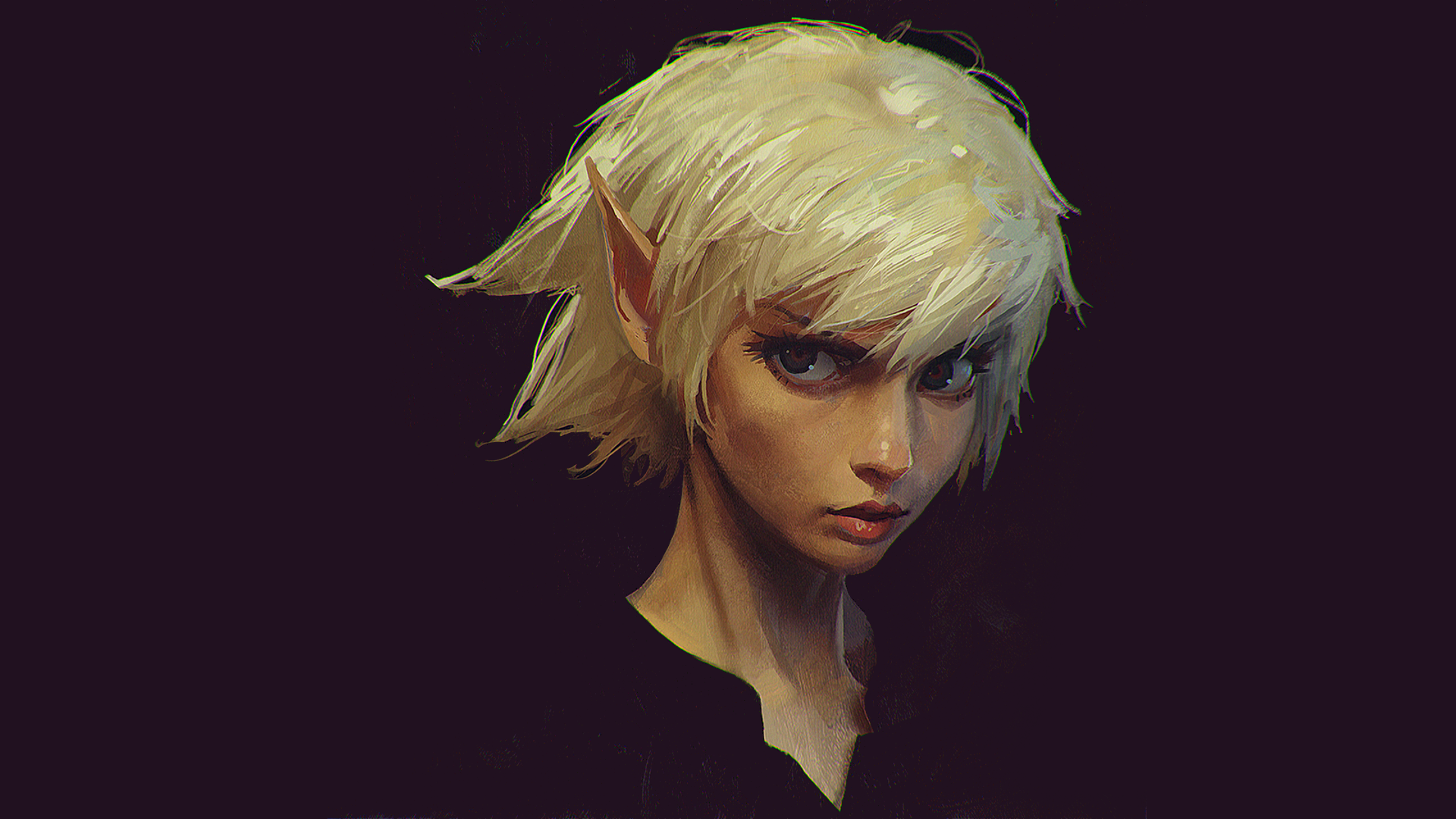 Digital art of a blonde elf girl HD Wallpaper