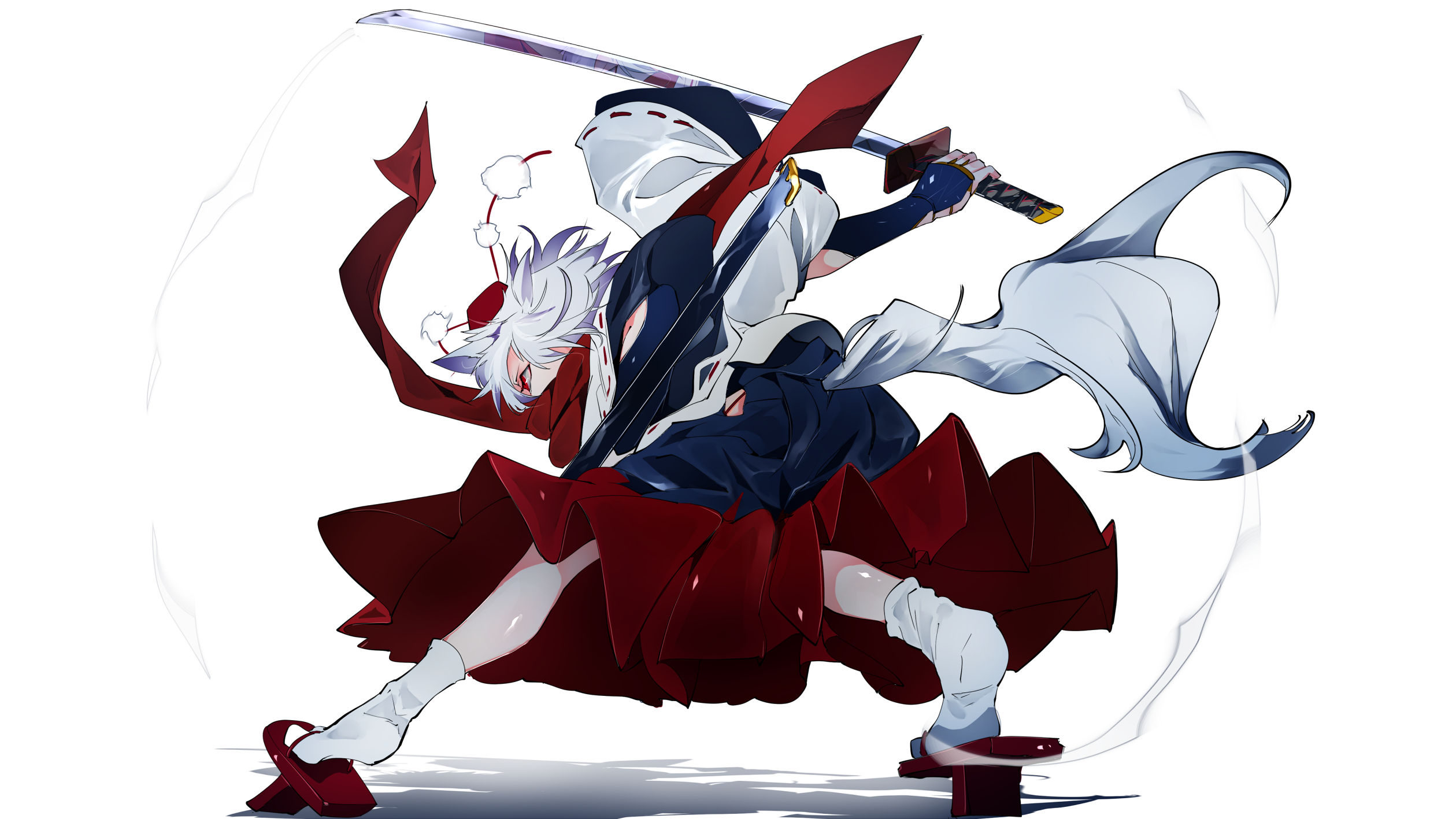 Inubashiri Momiji from Touhou with a sword HD Wallpaper