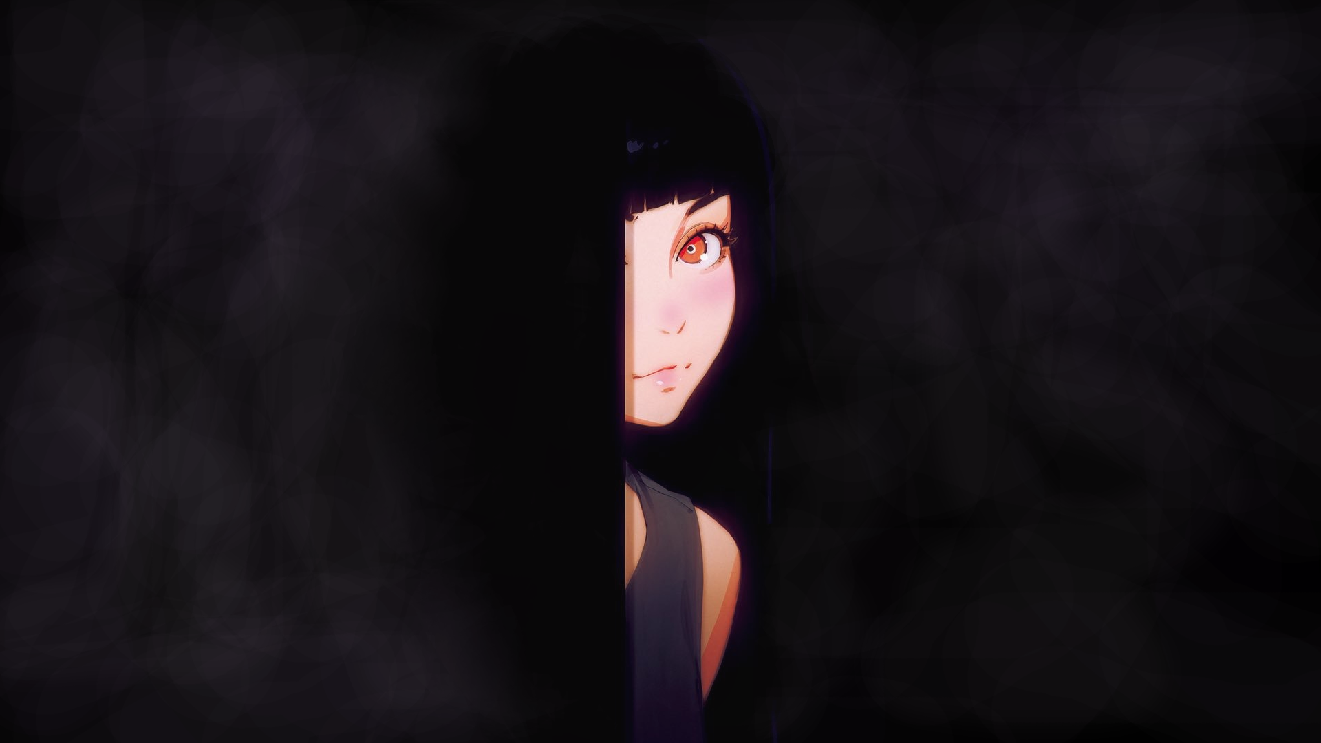 Anime girl with orange eyes in shadow HD Wallpaper