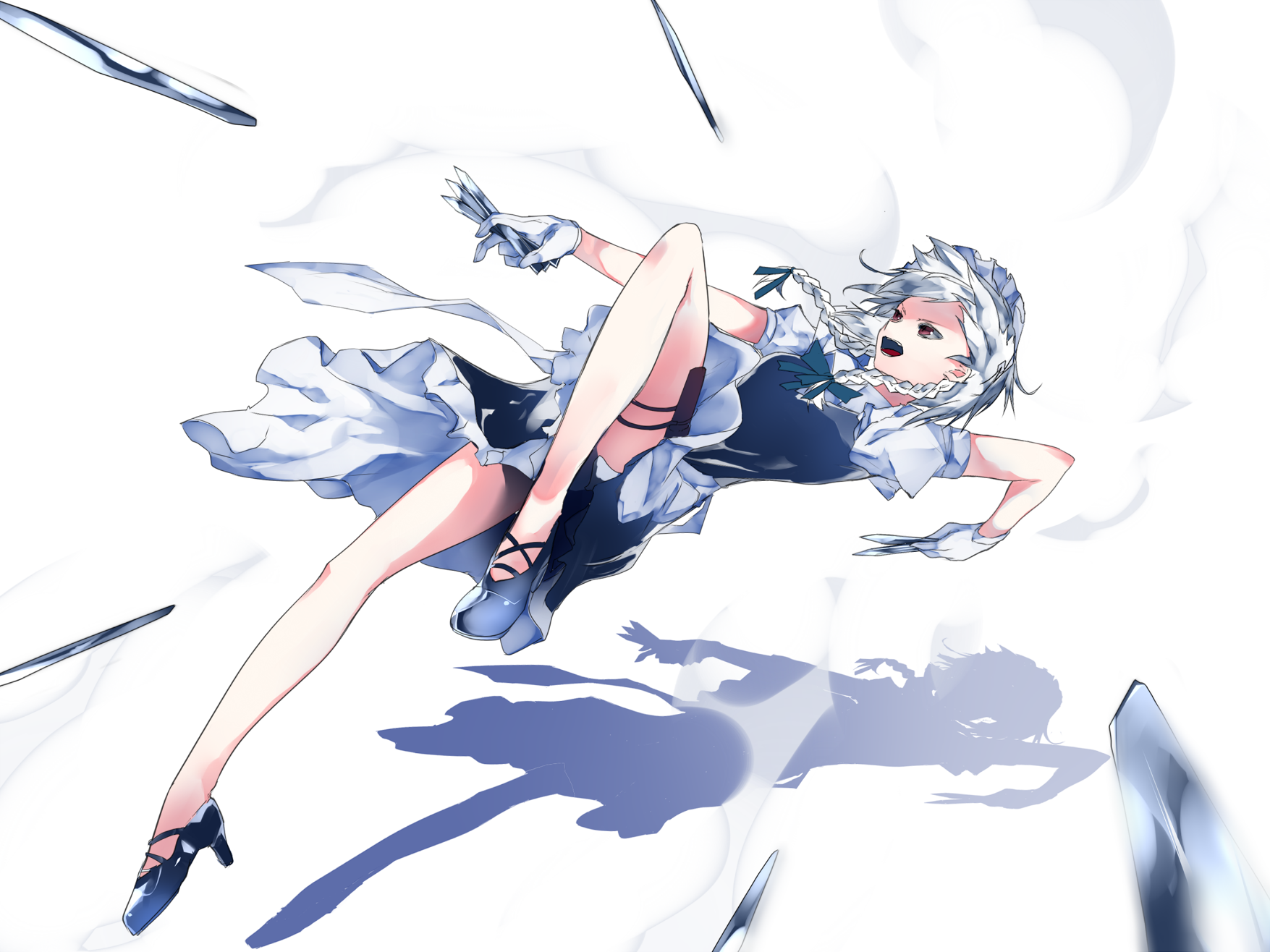 Cirno from Touhou in battle with ice shards HD Wallpaper