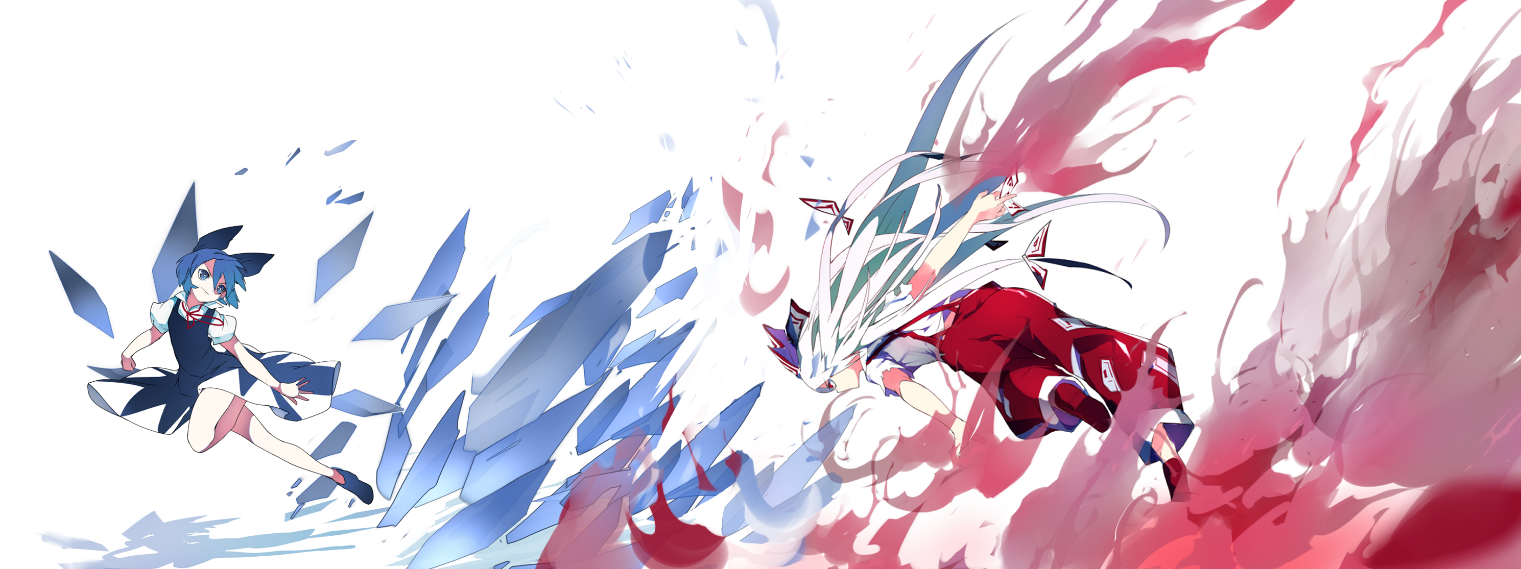 Cirno and Fujiwara no Mokou from Touhou HD Wallpaper