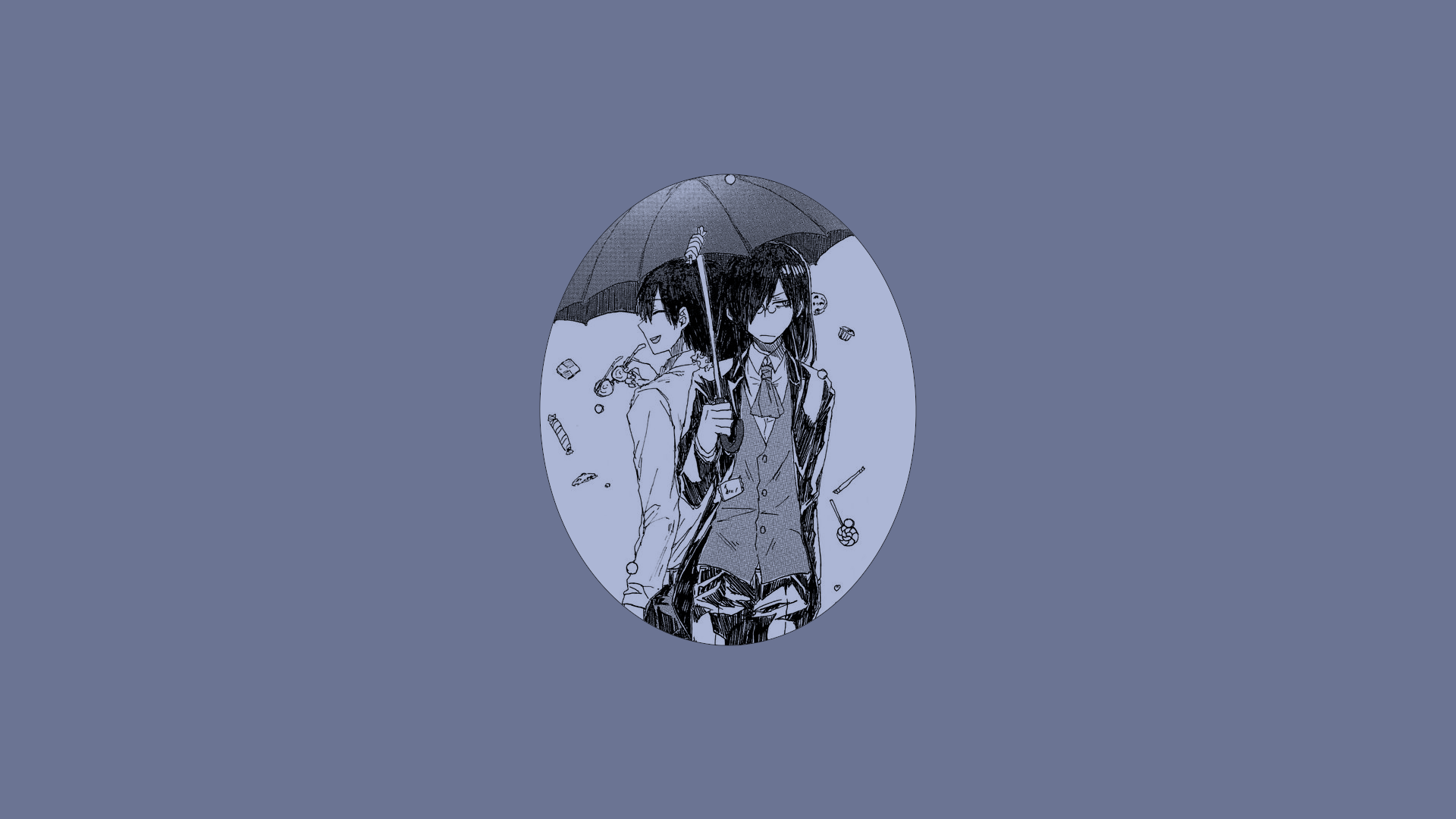 Takiya Makoto and Fafnir from Kobayashi-san Chi no Maid Dragon with umbrella HD Wallpaper