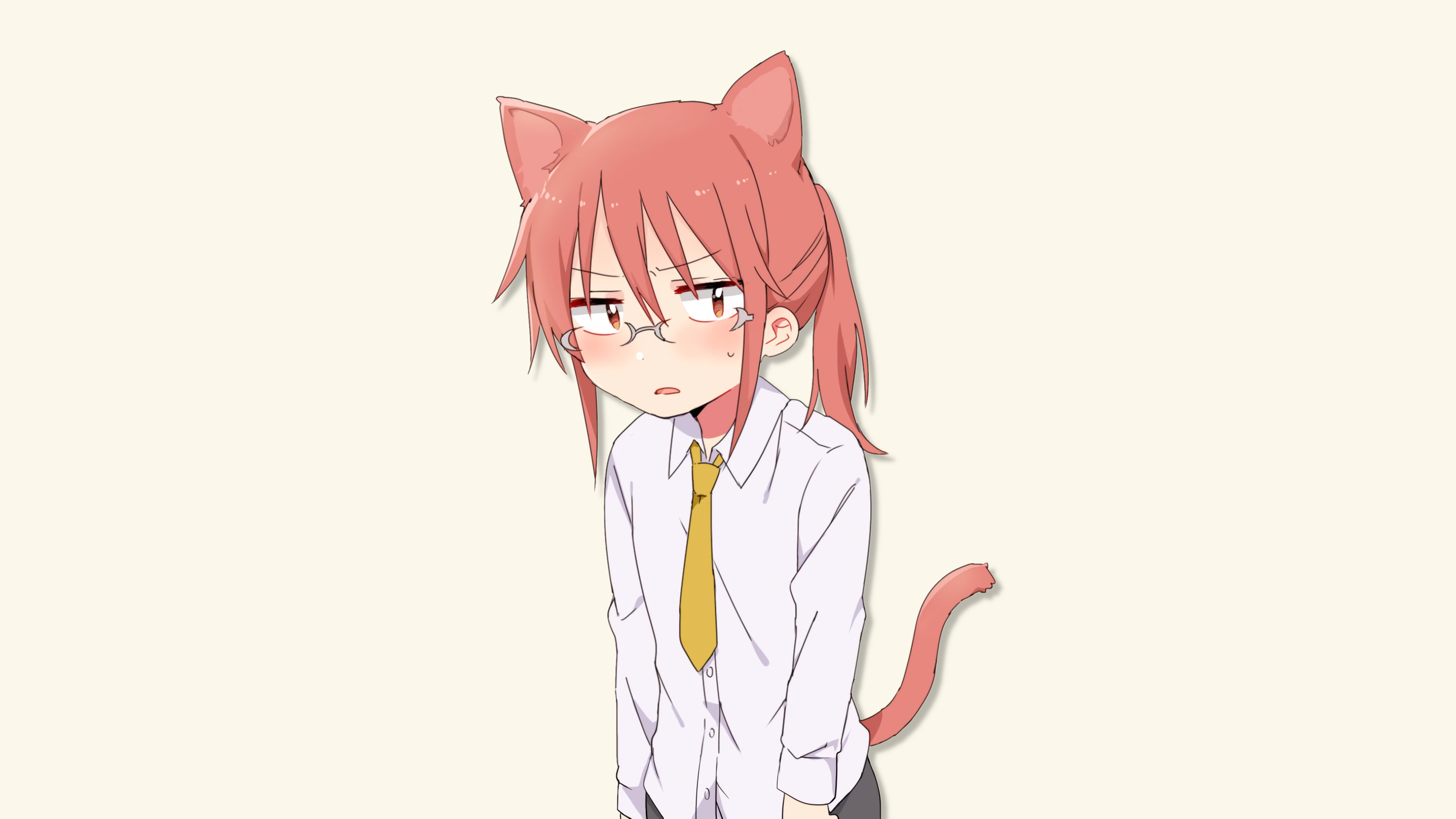 Kobayashi from Kobayashi-san Chi no Maid Dragon with cat ears and glasses HD Wallpaper