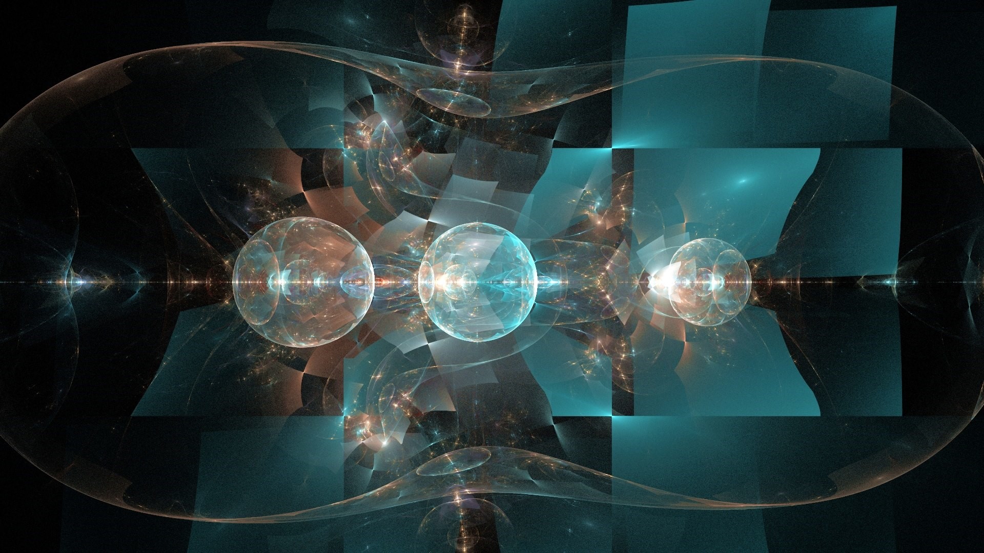 Abstract fractal art with spheres and geometric shapes HD Wallpaper