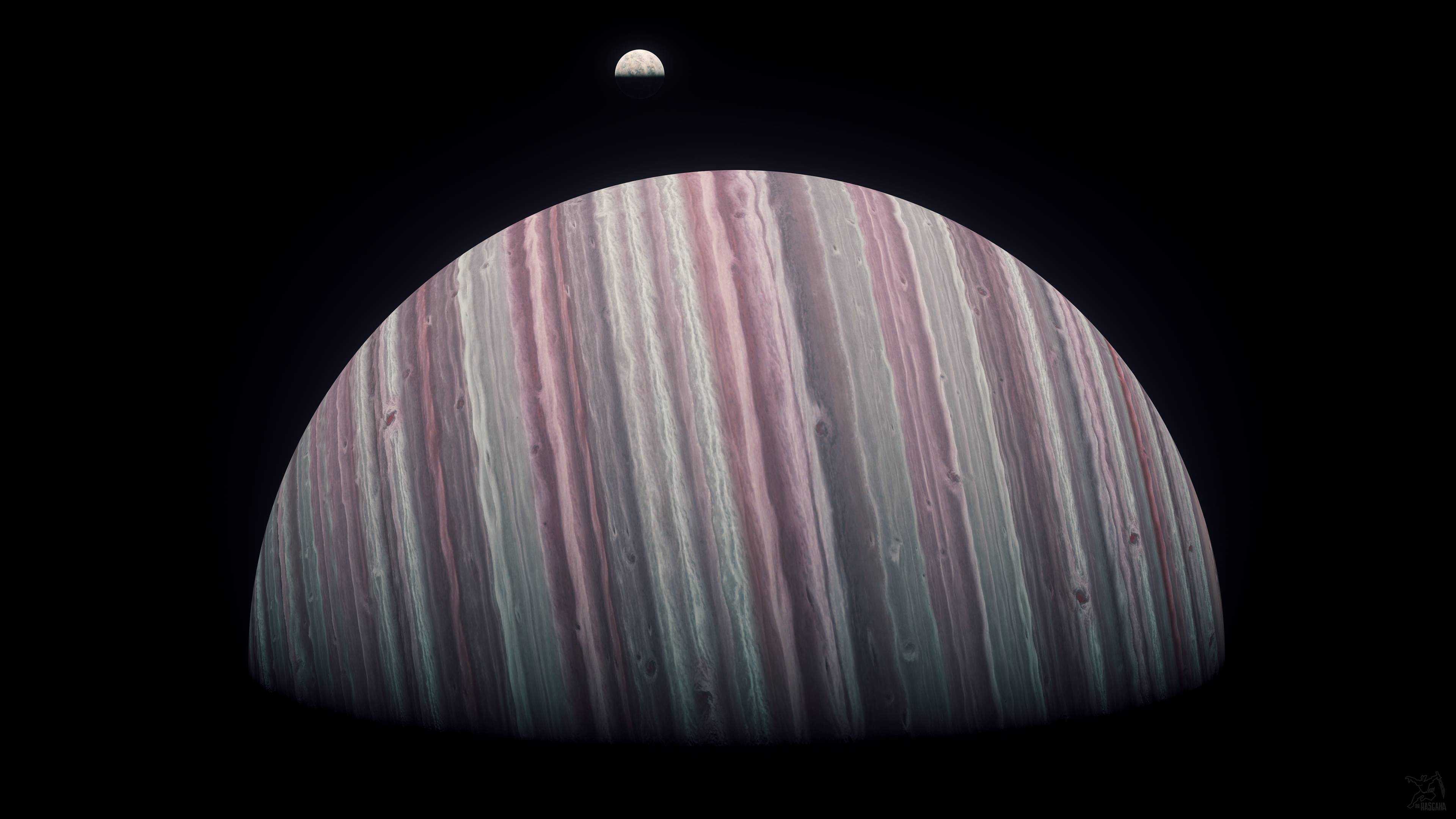 4K planet and moon in space HD Wallpaper