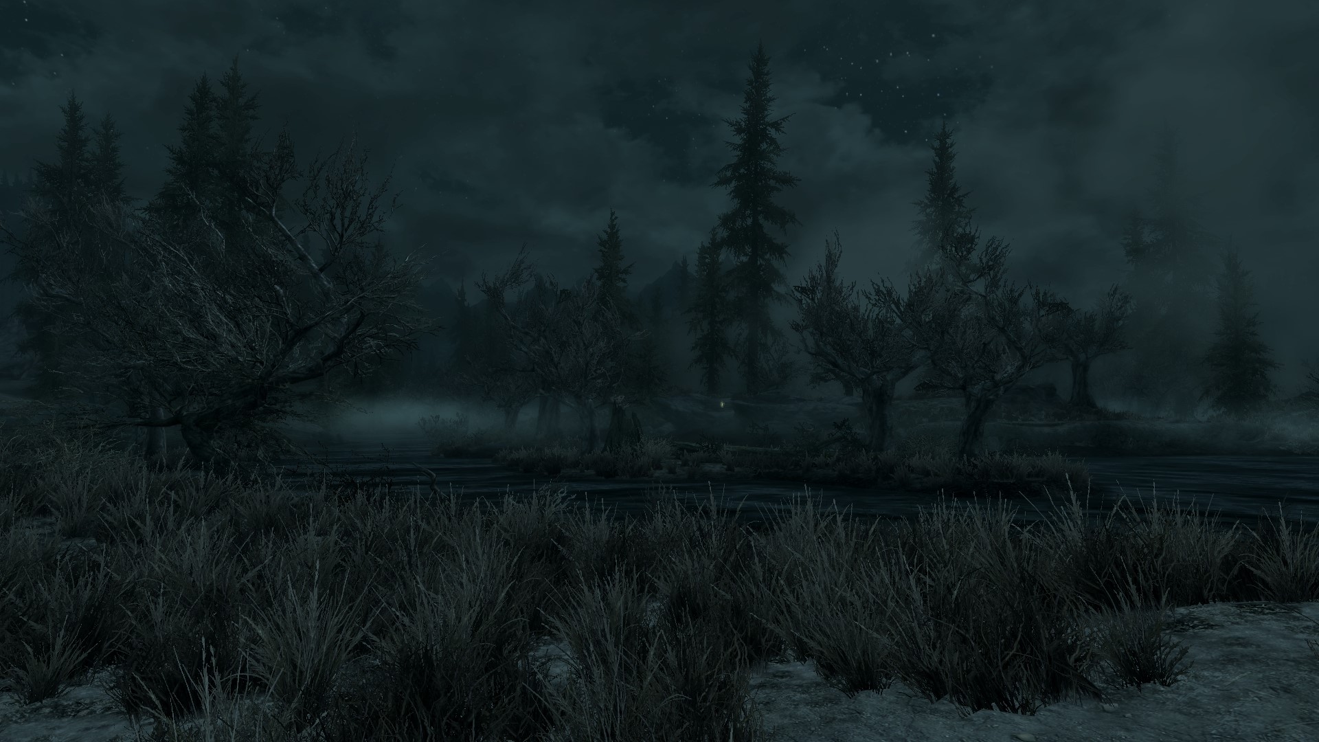 The Elder Scrolls V: Skyrim night landscape HD Wallpaper