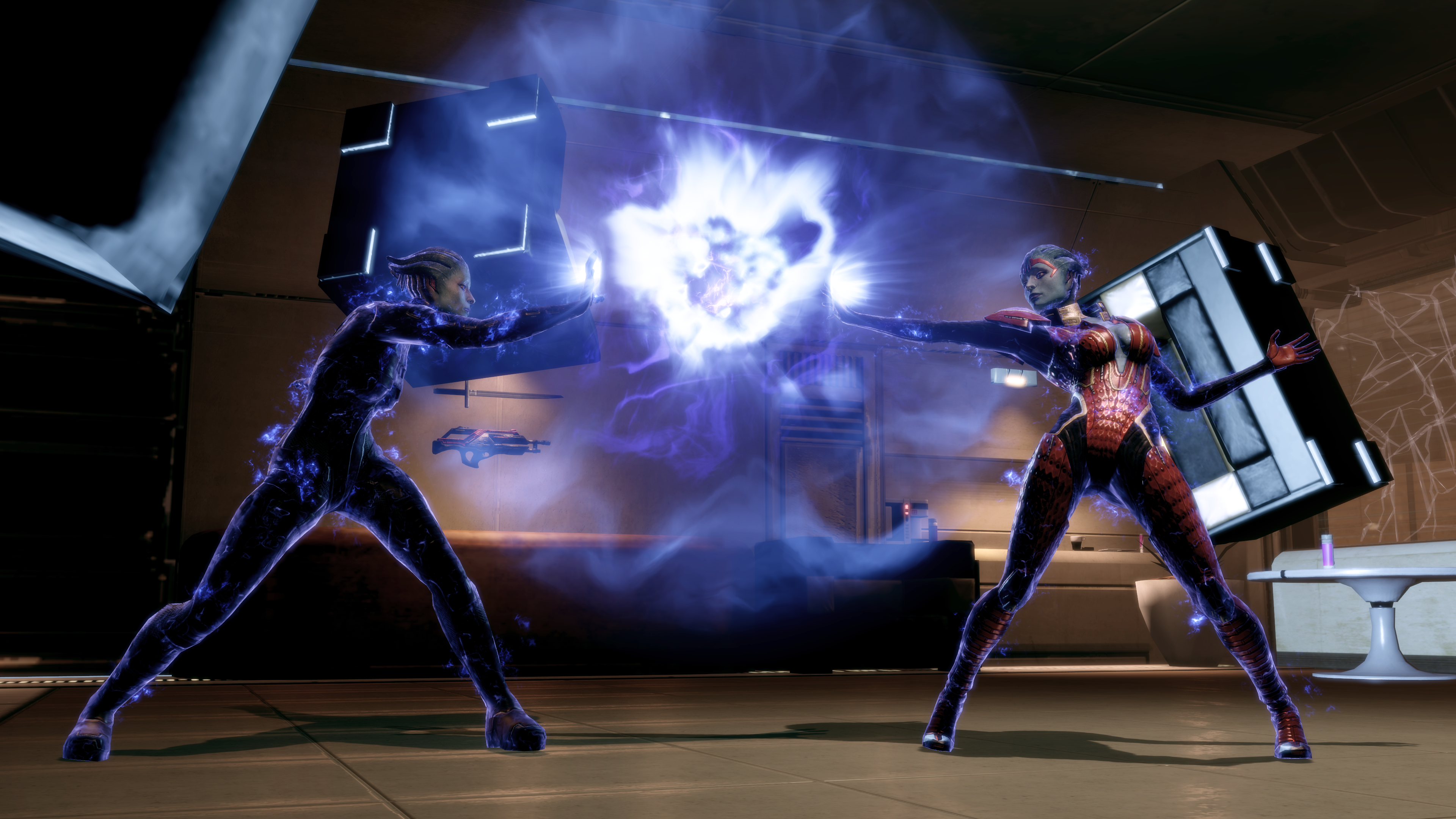 Samara and Morinth from Mass Effect 2 using Biotics HD Wallpaper