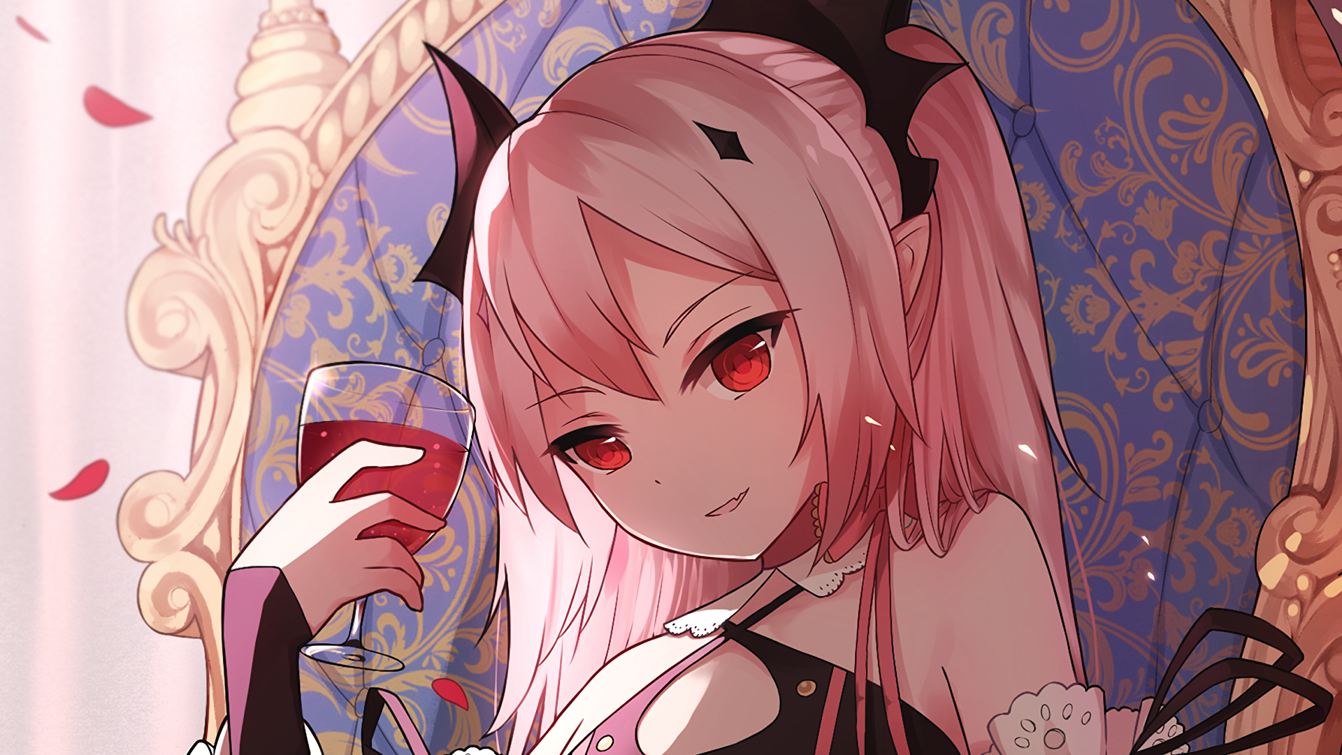 Krul Tepes from Owari no Seraph holding wine HD Wallpaper