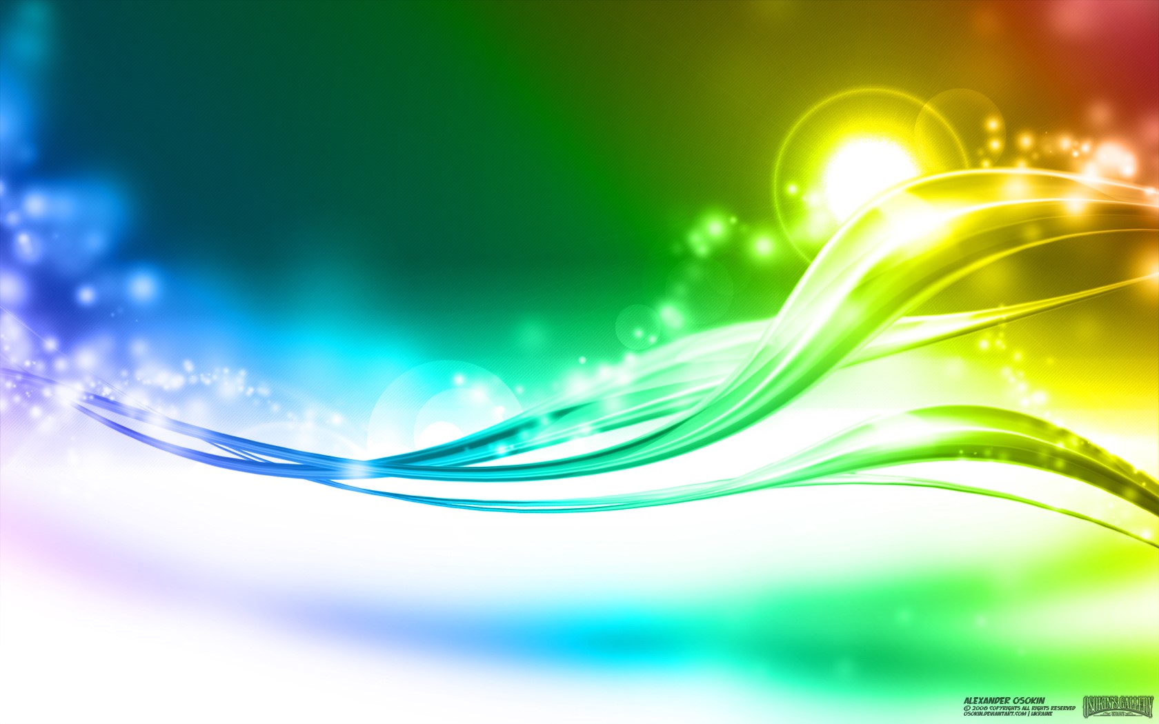 Abstract colorful waves with lens flares HD Wallpaper