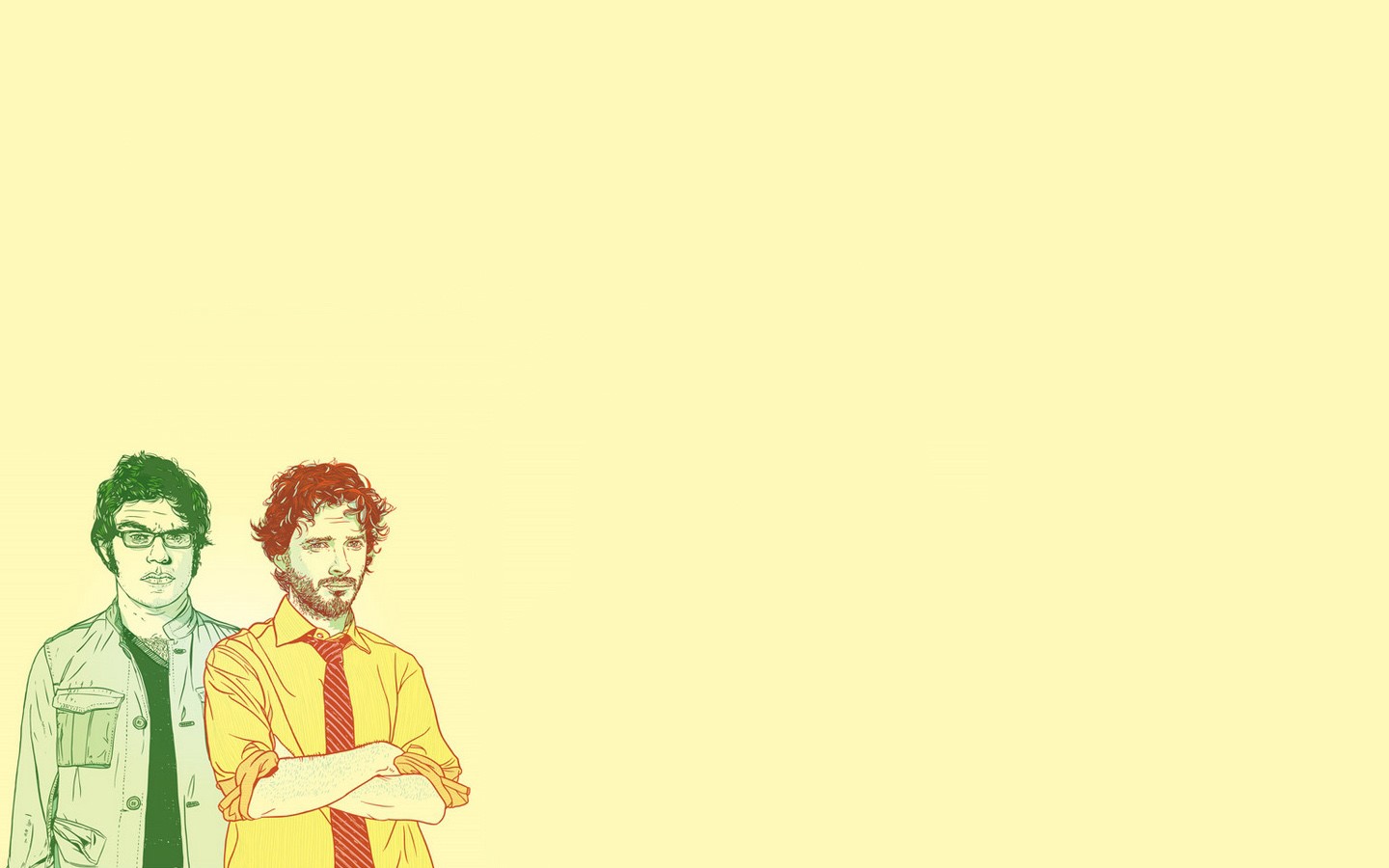Flight of the Conchords artwork on beige background HD Wallpaper