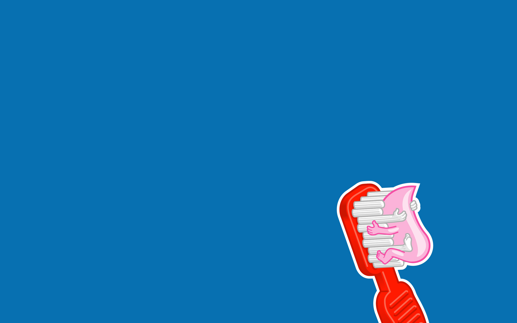 Toothpaste character hugging toothbrush HD Wallpaper