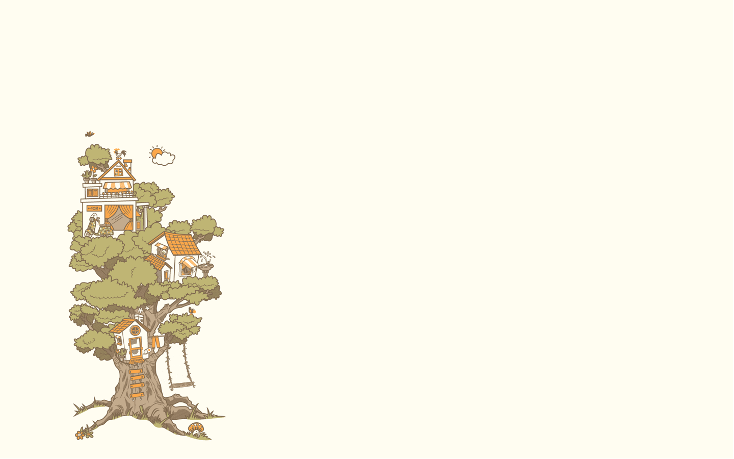 Treehouses built on a large tree HD Wallpaper