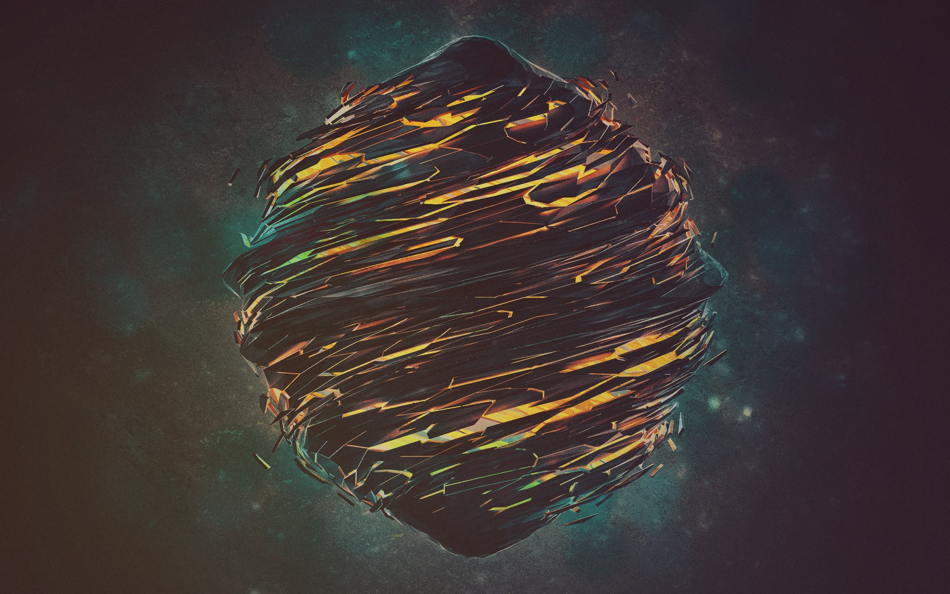 Abstract digital artwork with yellow and dark tones HD Wallpaper