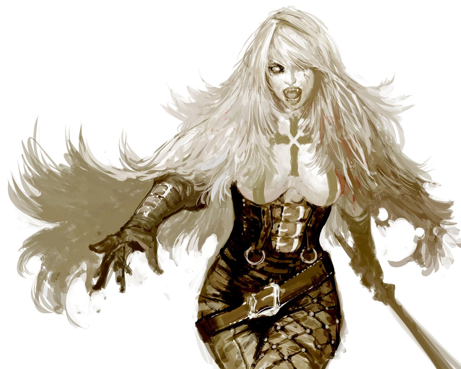 Fantasy art of a vampire woman HD Wallpaper