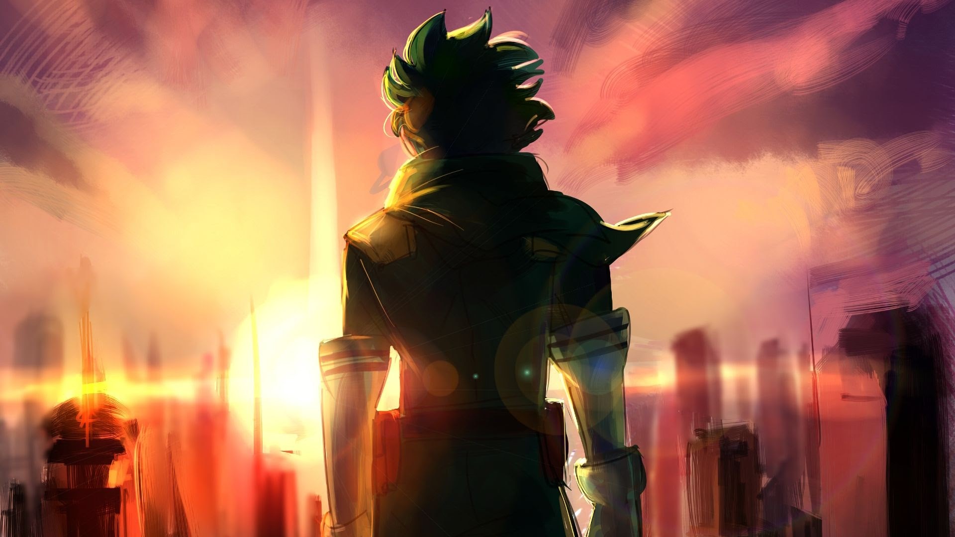 Izuku Midoriya from Boku no Hero Academia at sunset HD Wallpaper