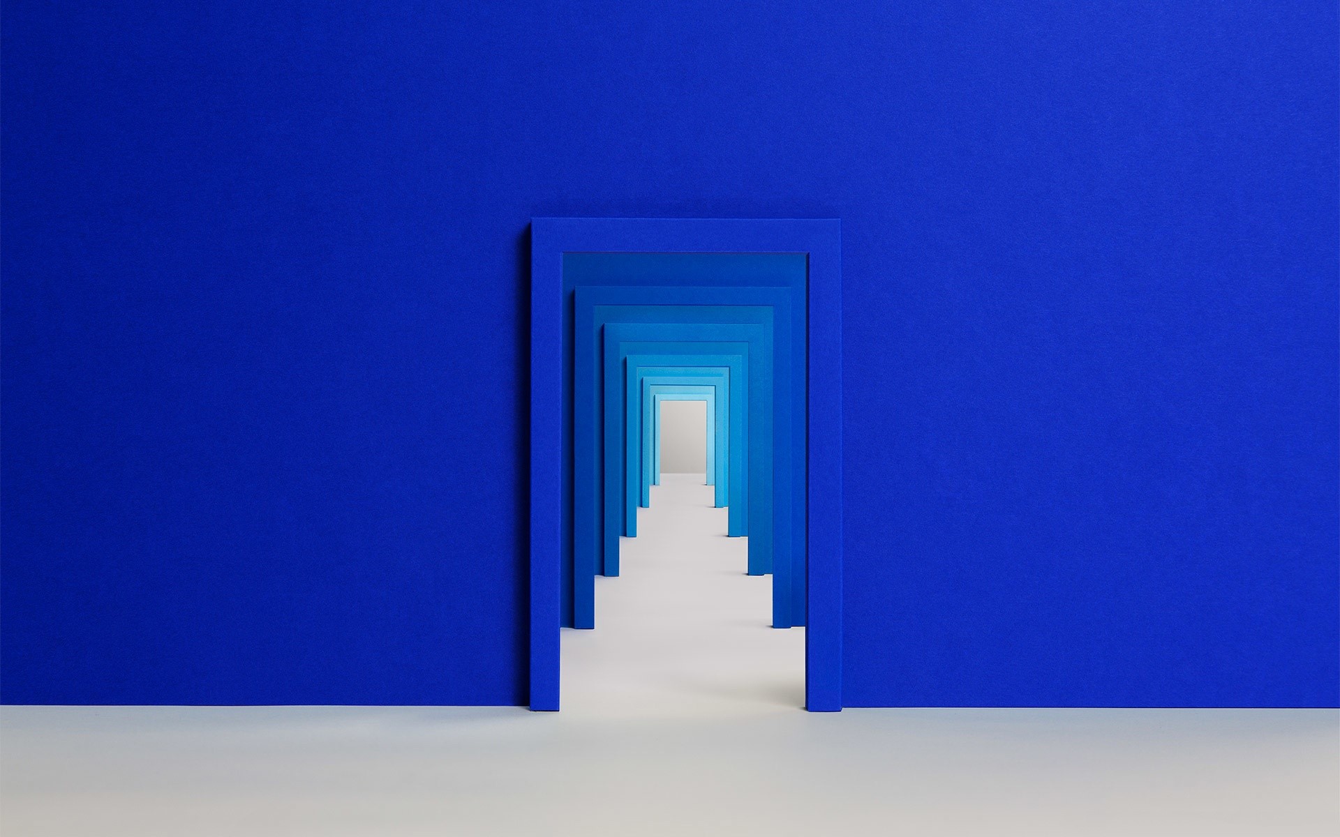 Abstract blue doorways perspective HD Wallpaper