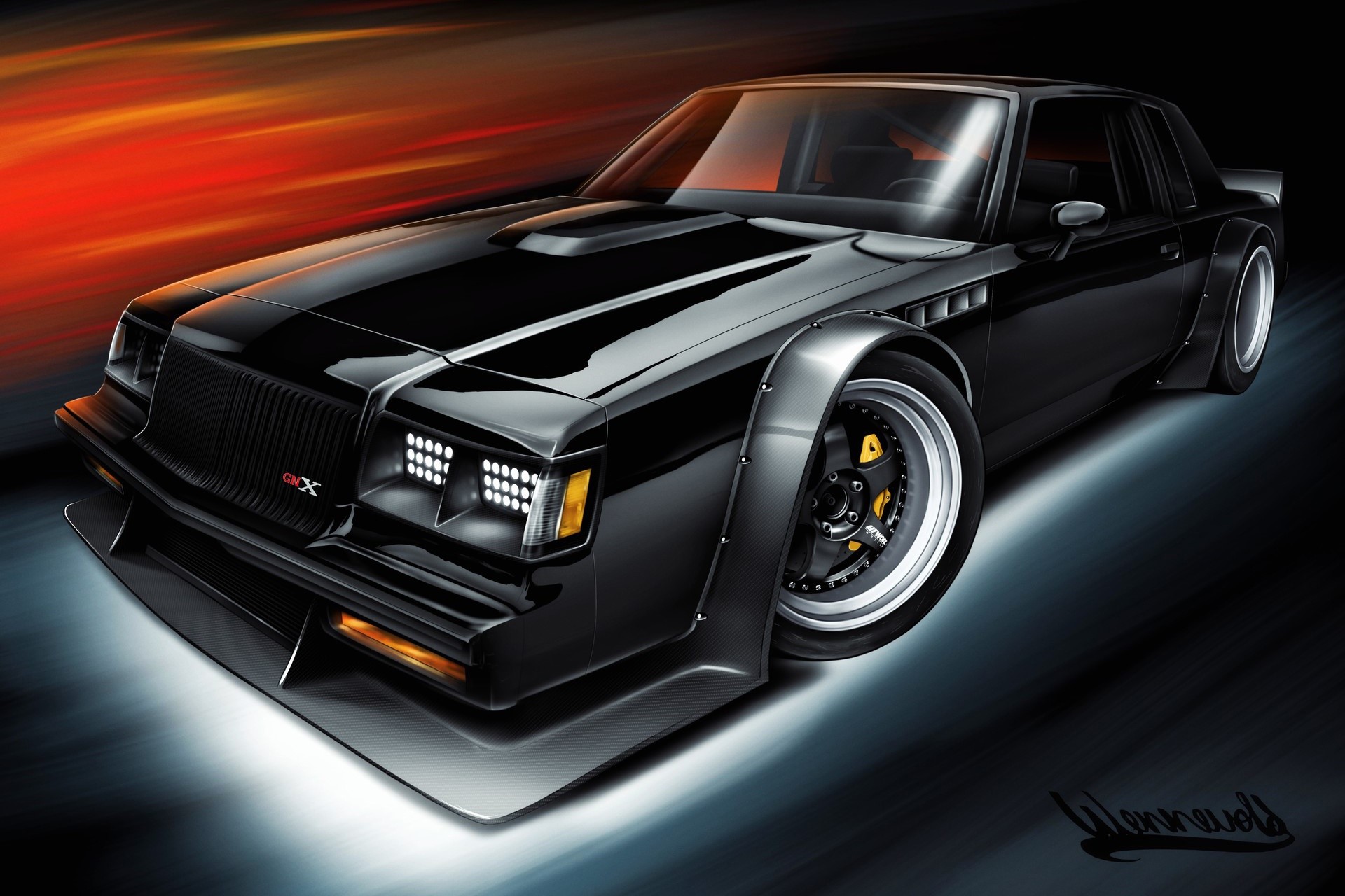 Black Buick Grand National GNX artwork HD Wallpaper
