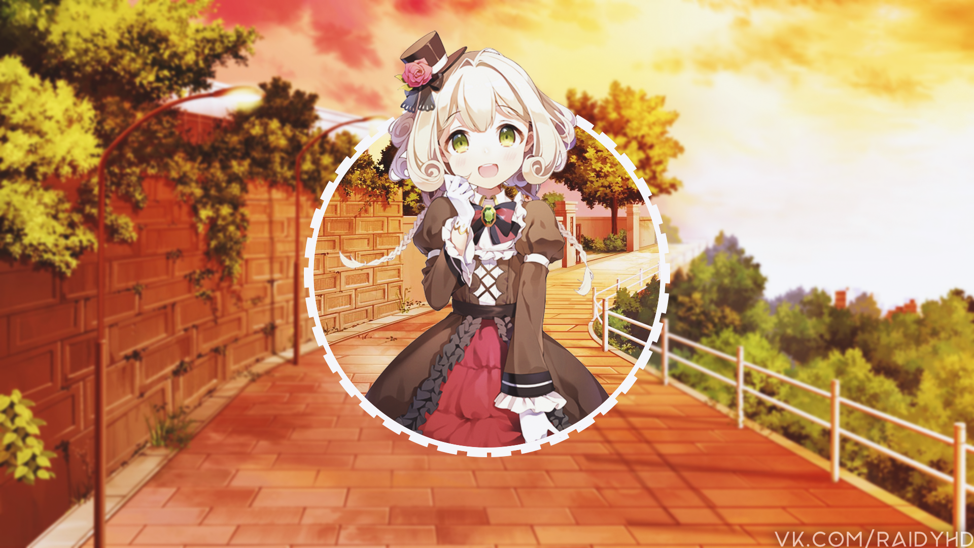 Anime girl in a circular frame HD Wallpaper