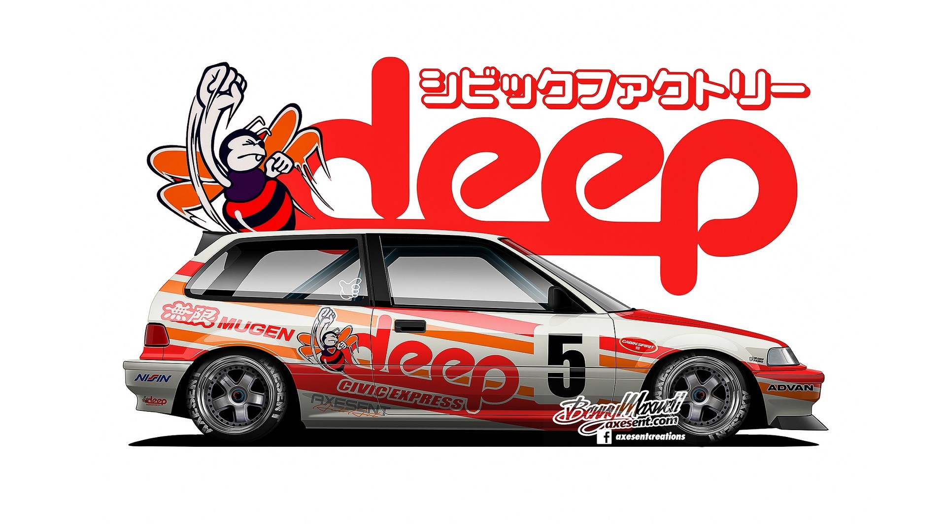 Honda Civic with 'Deep' and bee graphic by Axesent Creations HD Wallpaper