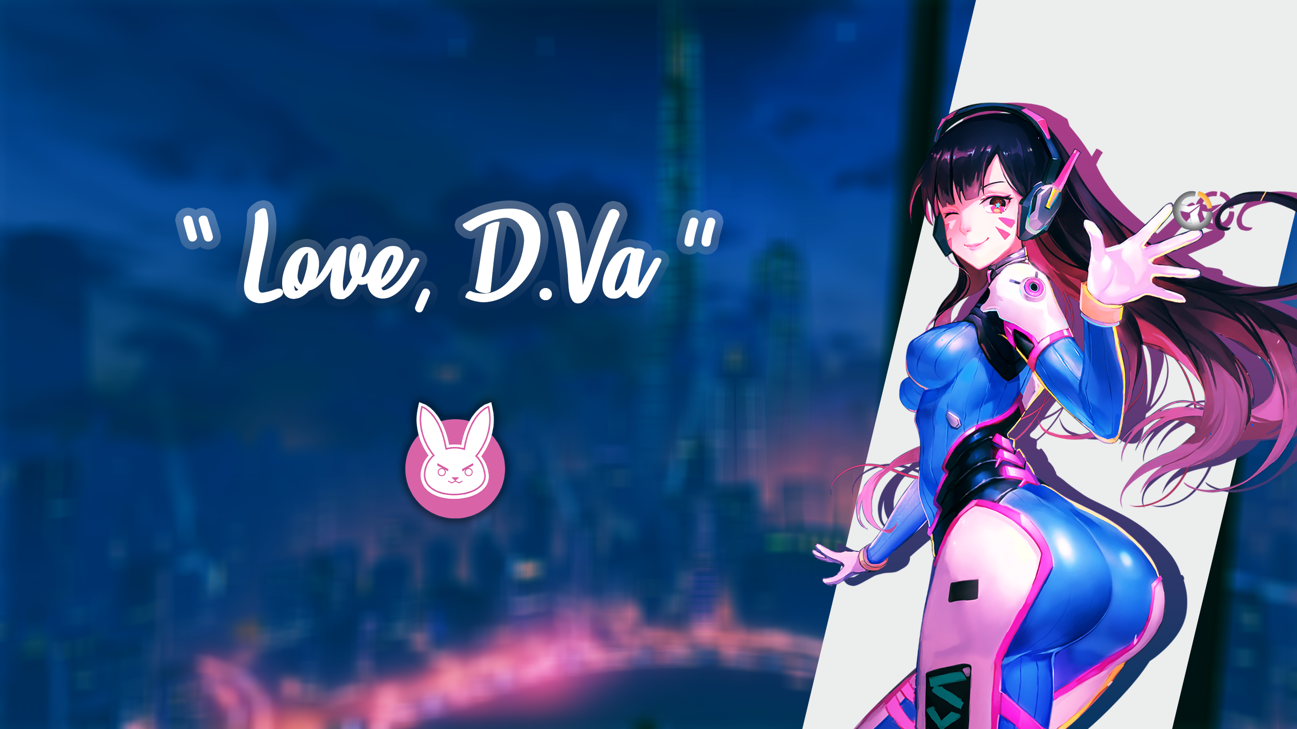 D.Va from Overwatch with text "Love, D.Va" HD Wallpaper