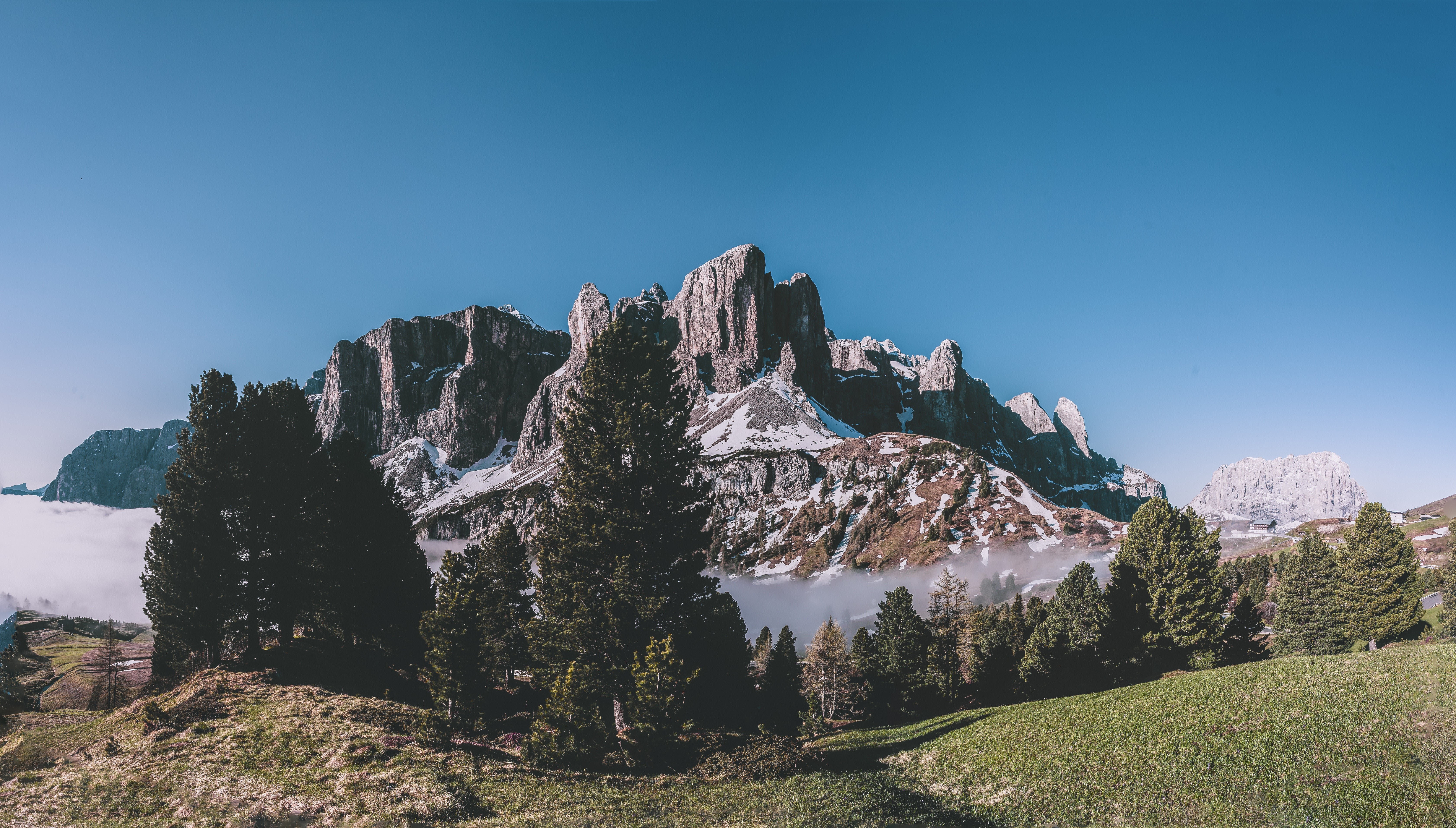 4K Mountain Landscape with Forest and Clouds HD Wallpaper