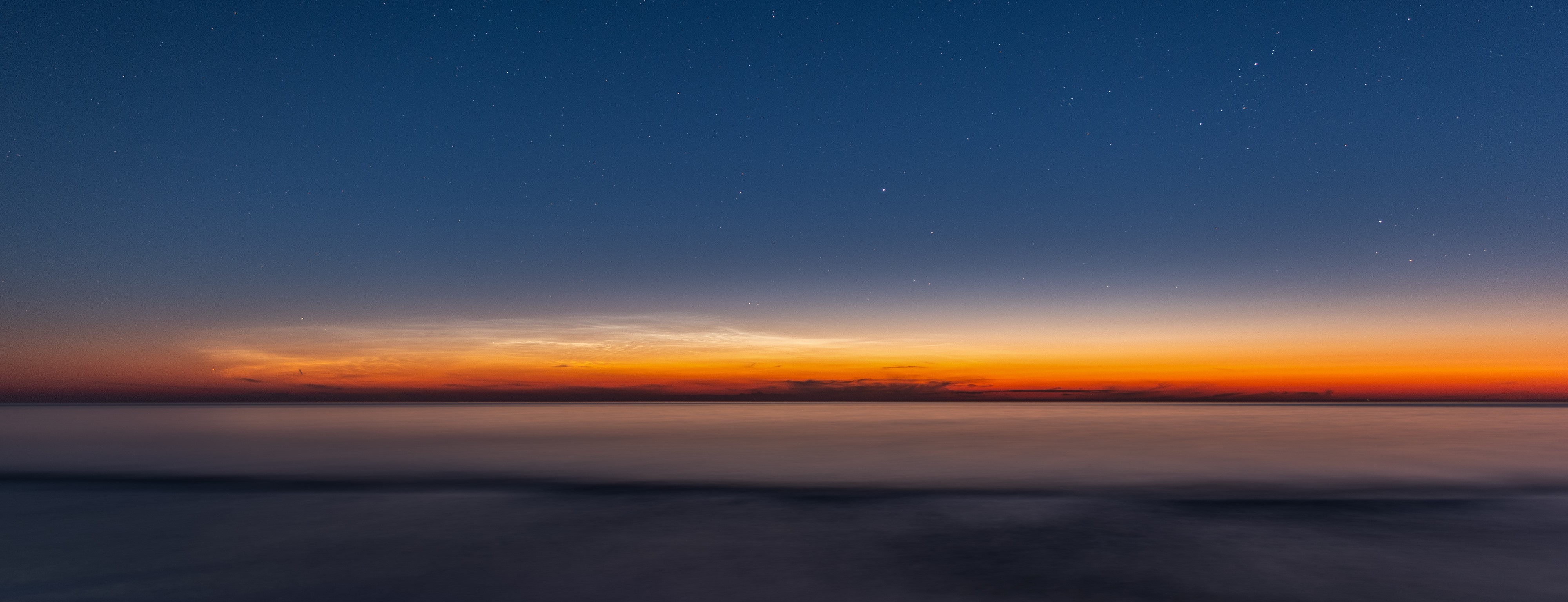 4K Stars Over Ocean at Sunset Panorama HD Wallpaper