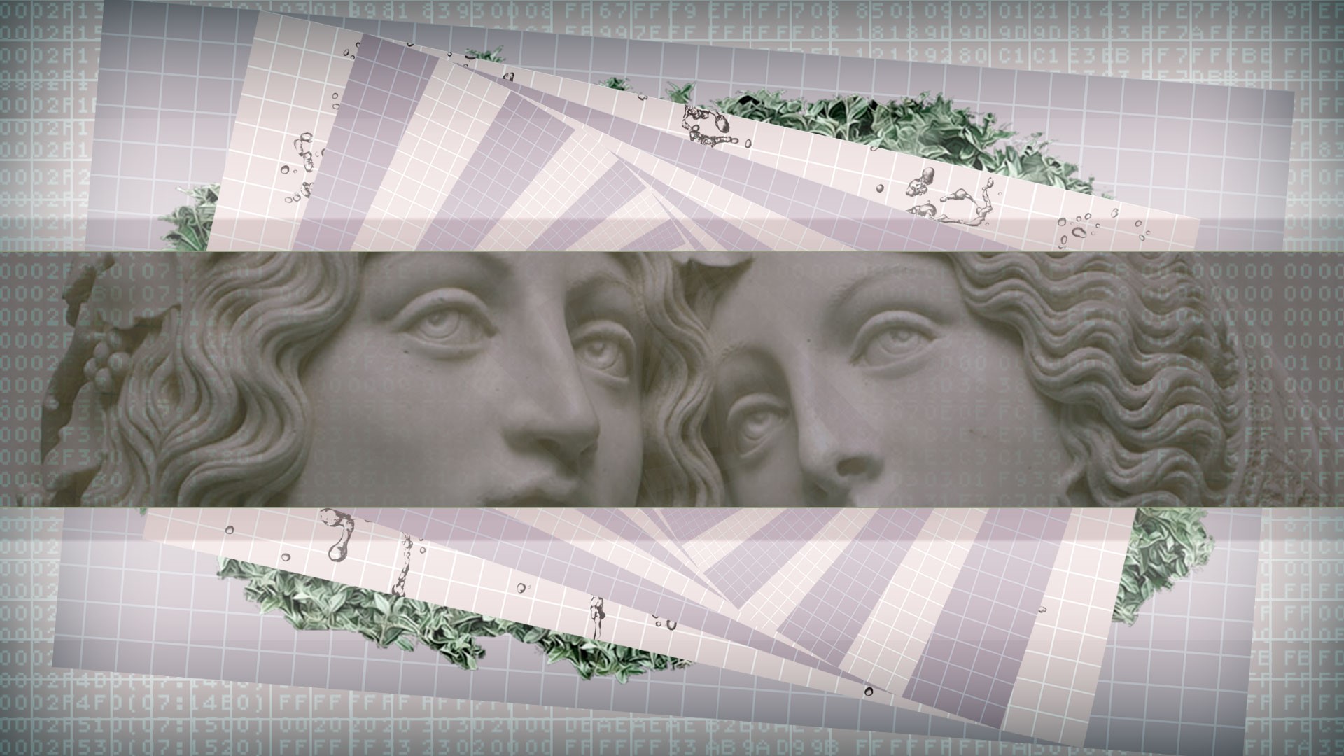 Classical Sculpture Faces with Abstract Digital Overlay HD Wallpaper