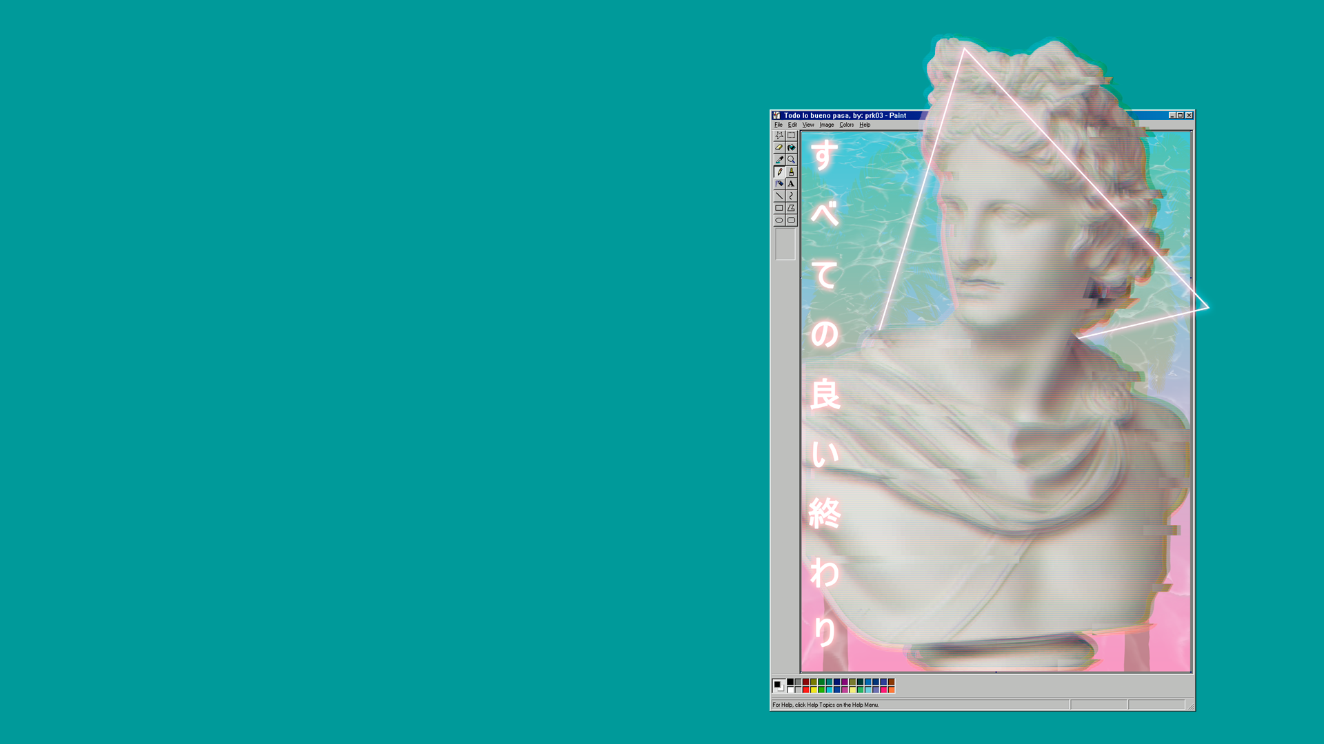 Vaporwave statue in Windows 95 Paint HD Wallpaper