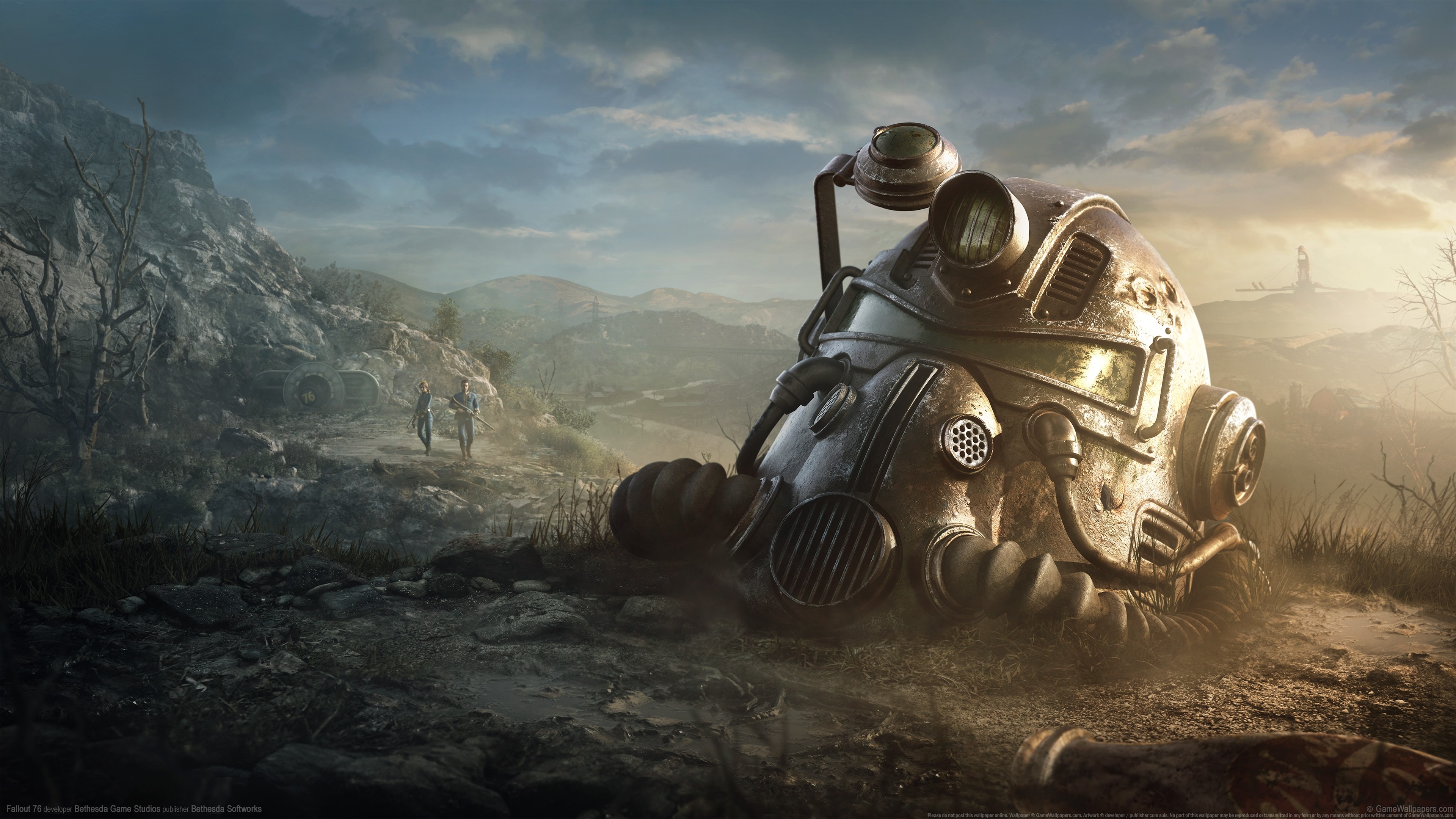Fallout 76 Power Armor Helmet and Survivors HD Wallpaper