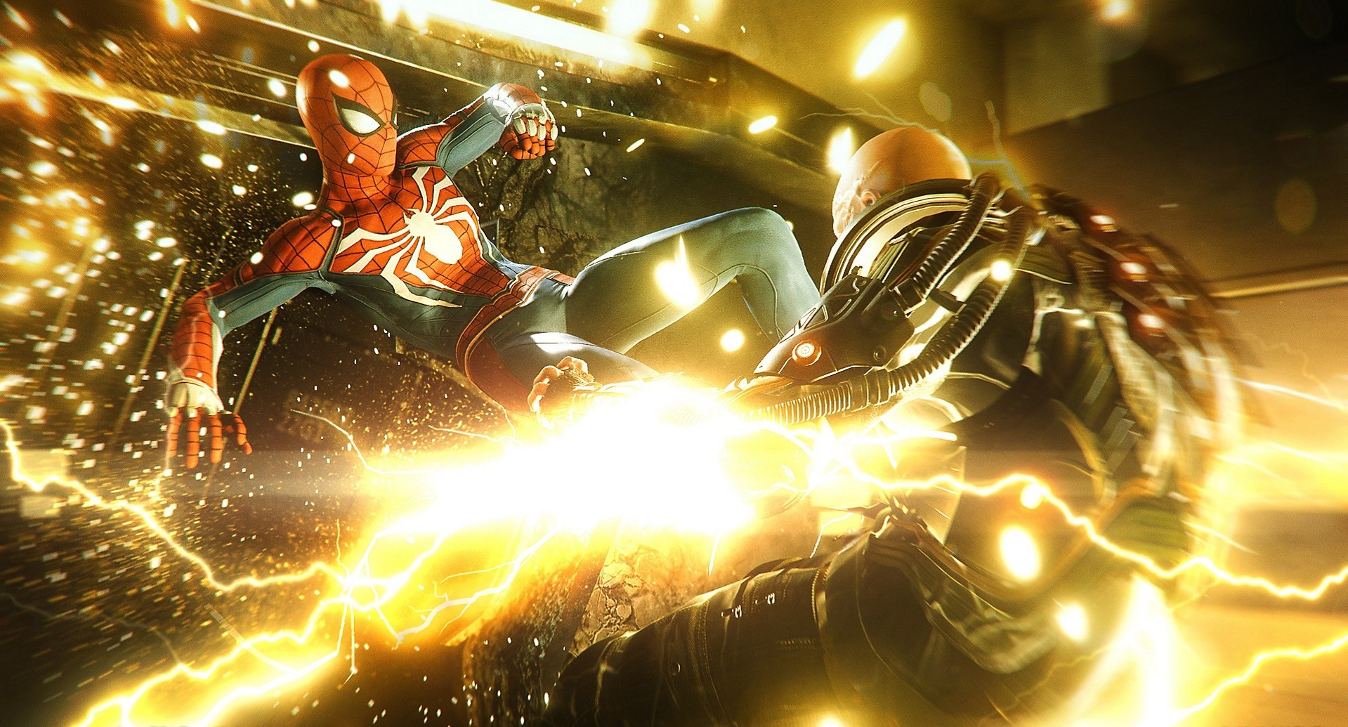 Spider-Man fighting Electro in Spider-Man (2018) HD Wallpaper