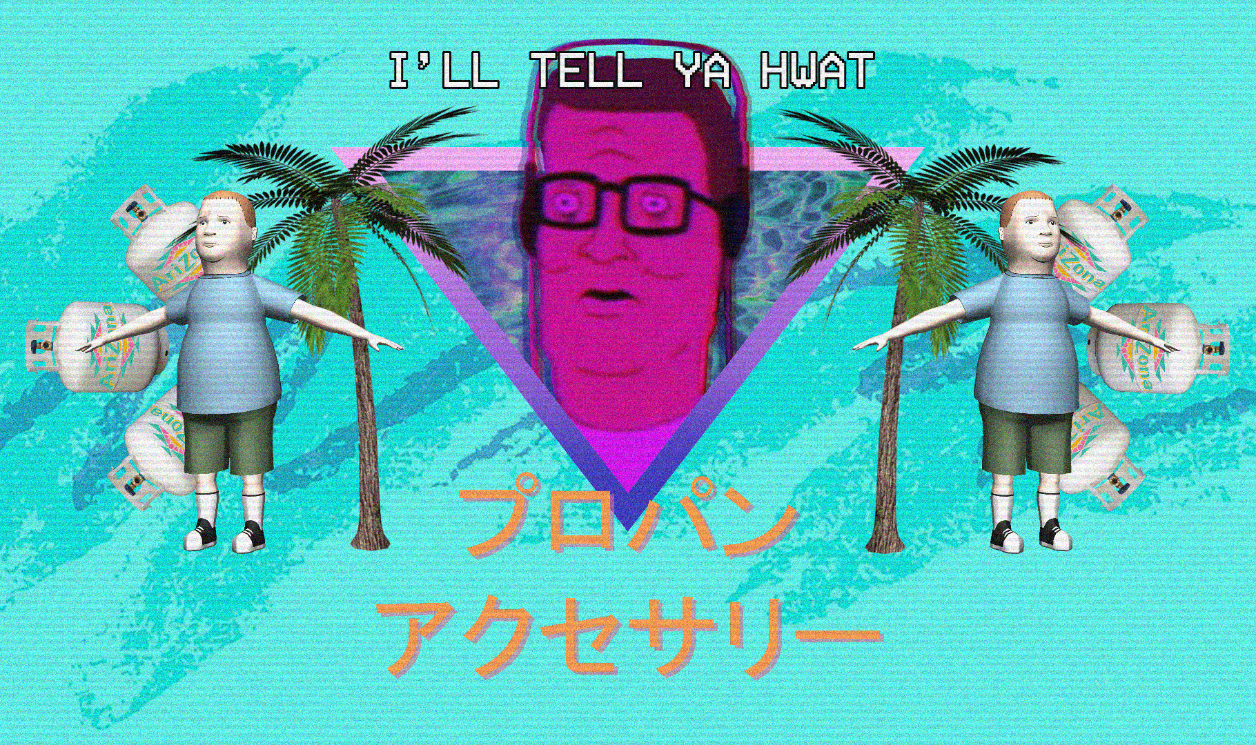 Bobby Hill and Hank Hill from King of the Hill in Vaporwave style HD Wallpaper