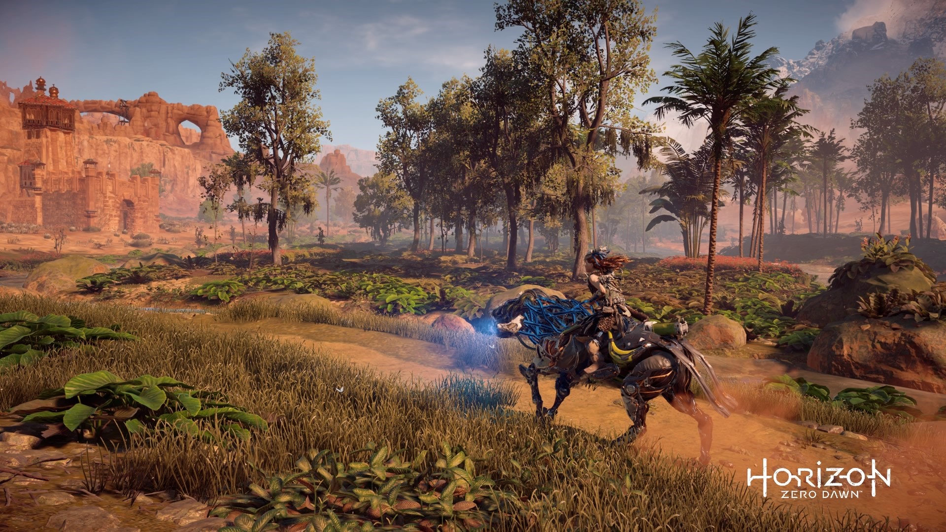Aloy riding a machine in Horizon Zero Dawn HD Wallpaper
