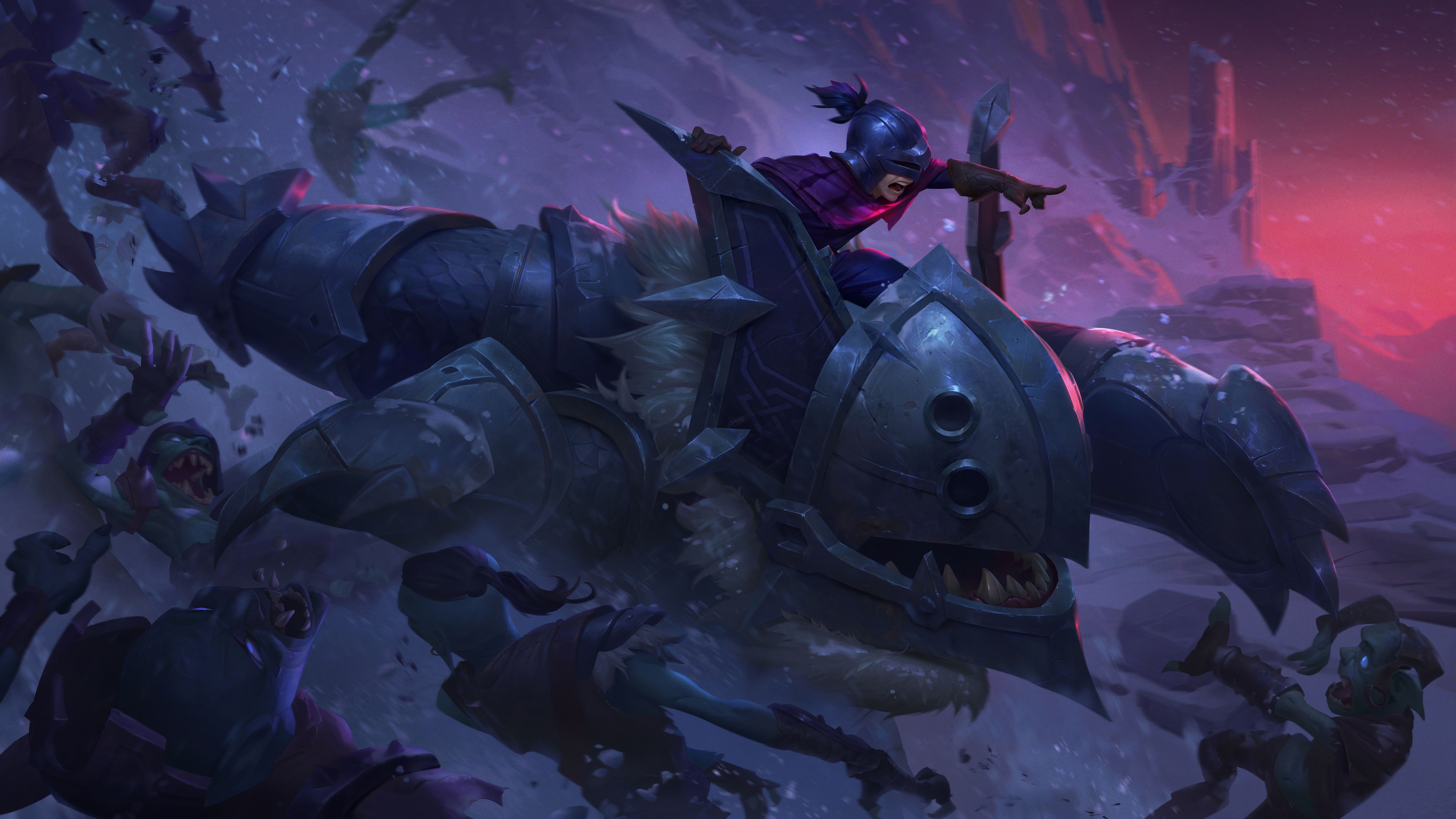 Nunu & Willump from League of Legends in a snowy battle HD Wallpaper