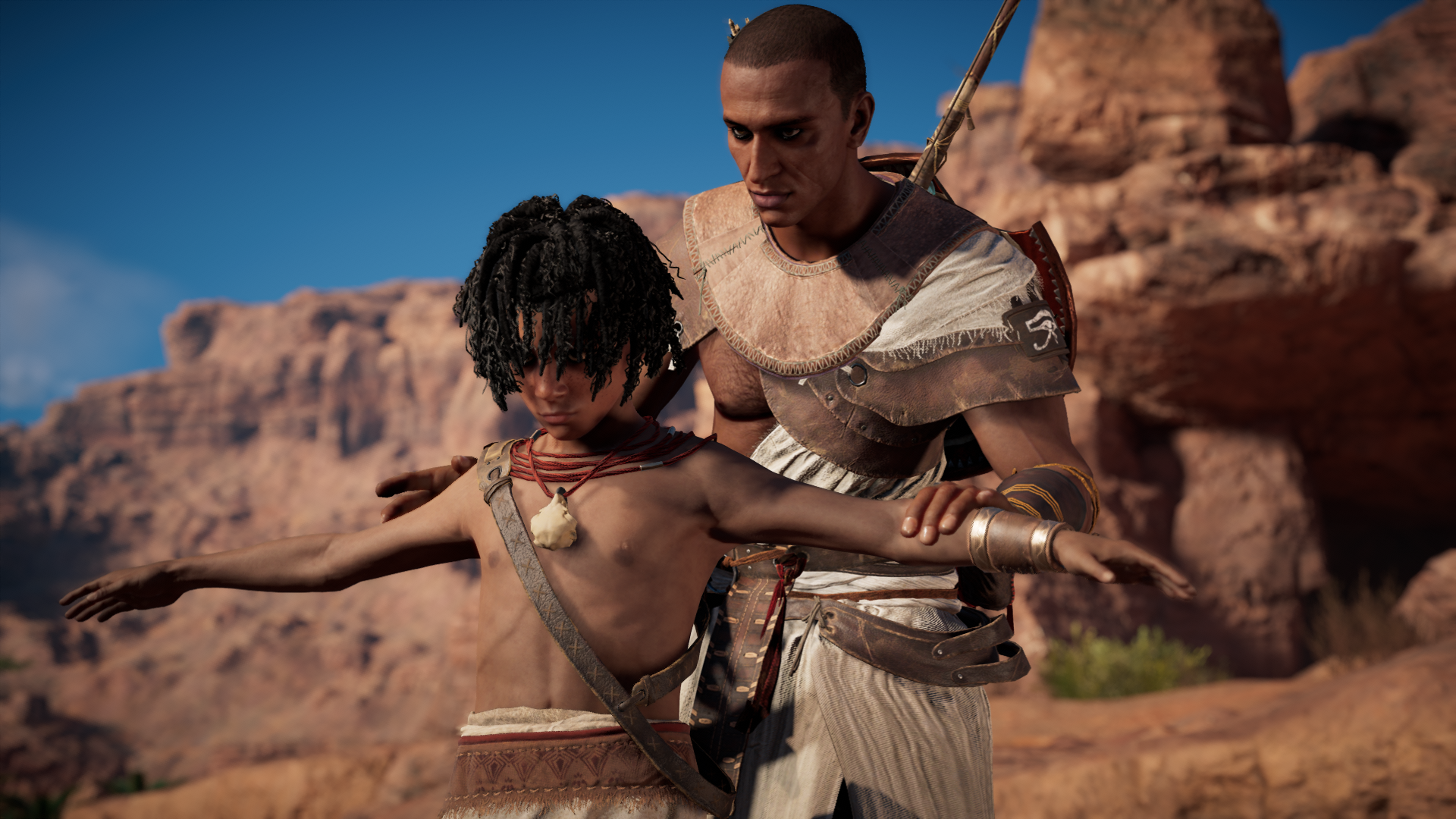 Bayek and Khemu from Assassin's Creed Origins in Egypt HD Wallpaper