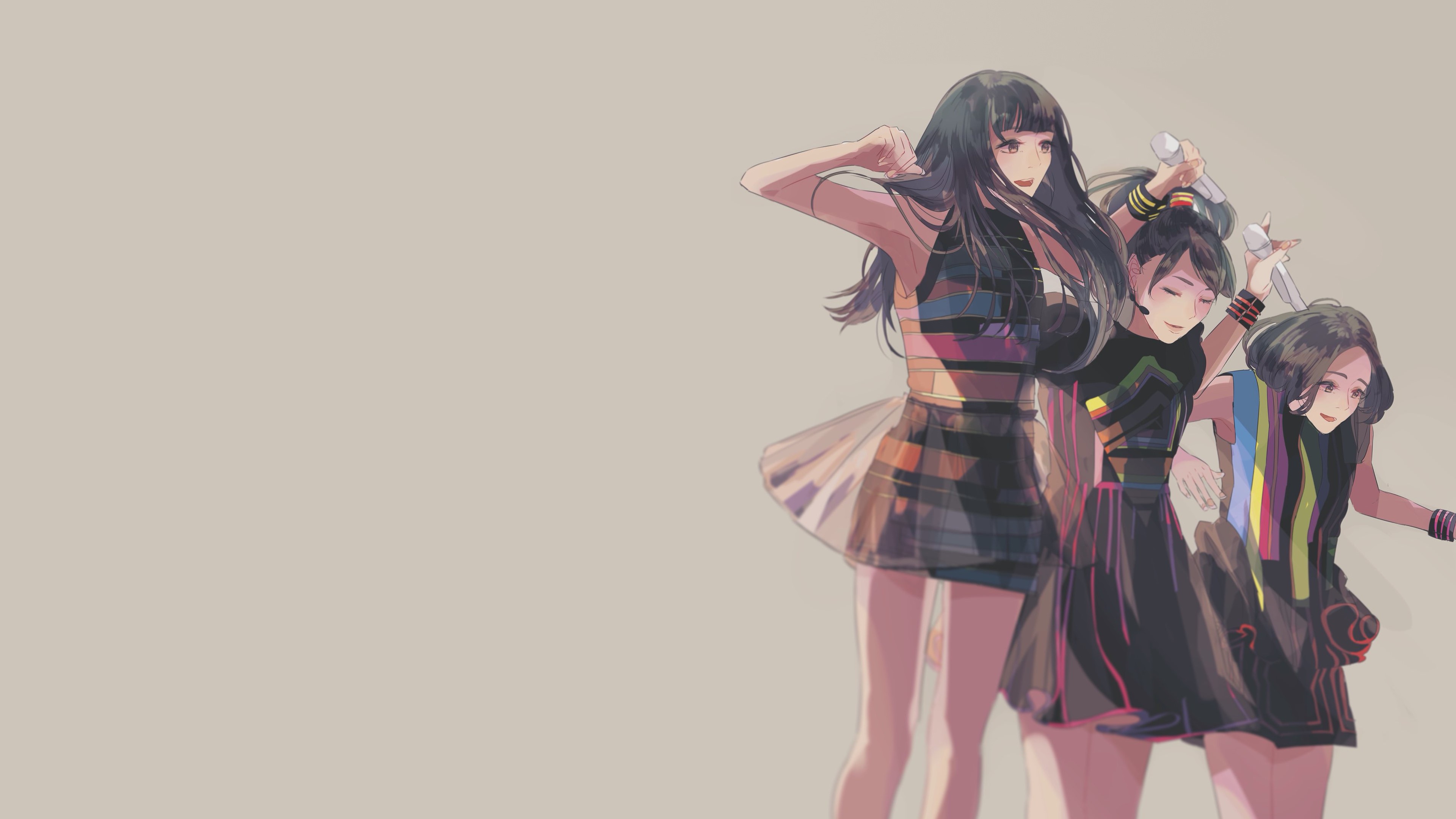Perfume (Band) members in colorful outfits HD Wallpaper