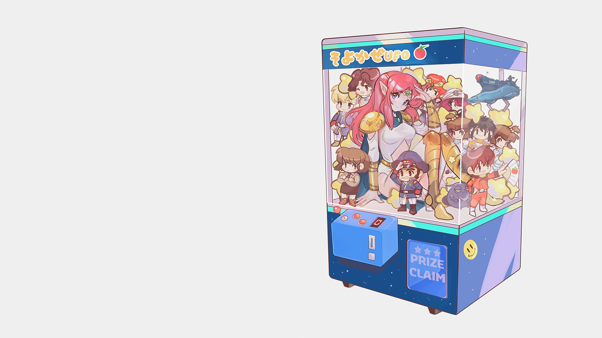 Anime claw machine with various characters HD Wallpaper