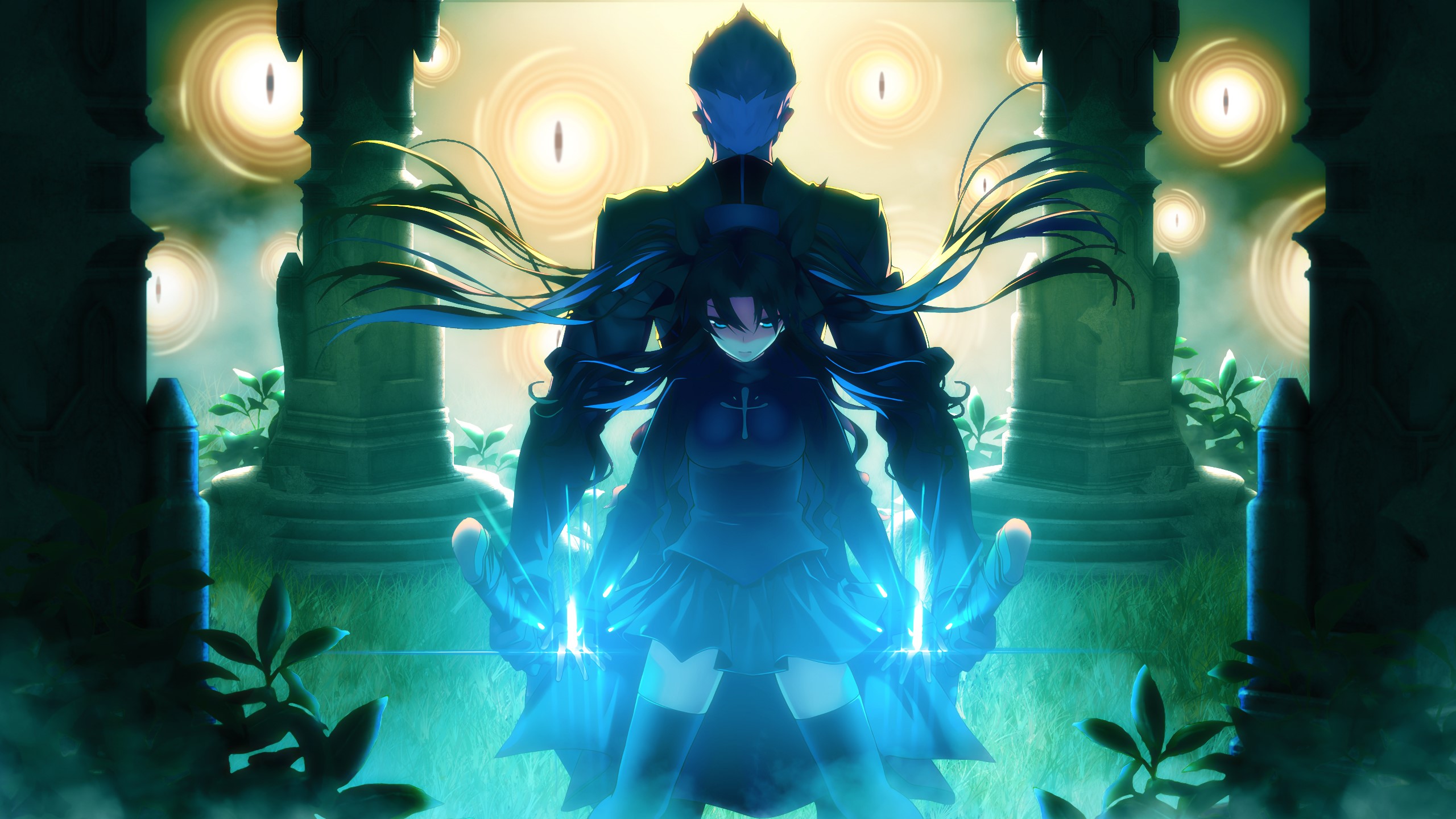 Rin Tohsaka and Archer from Fate/Stay Night HD Wallpaper