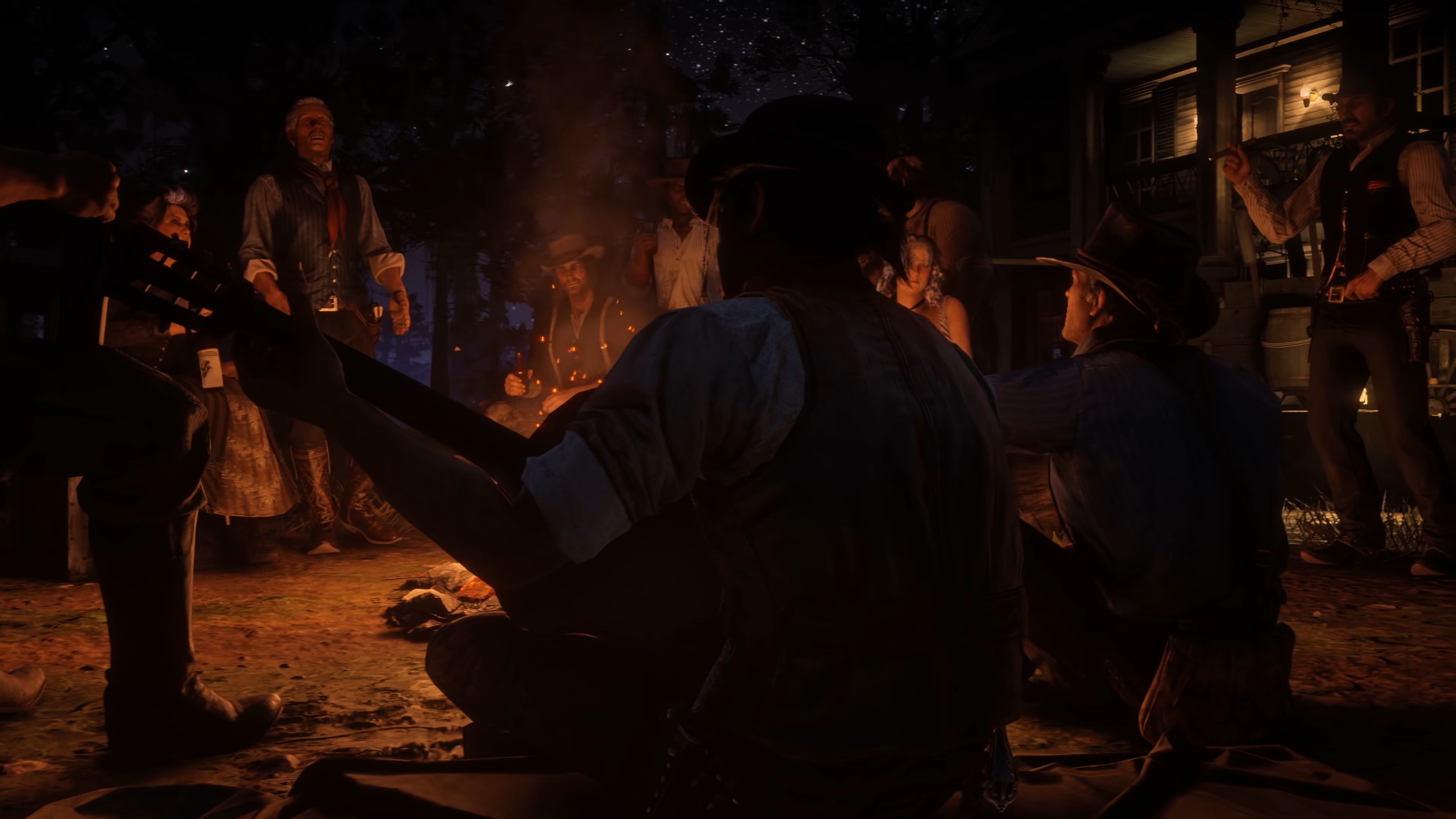 Red Dead Redemption 2 campfire gathering HD Wallpaper