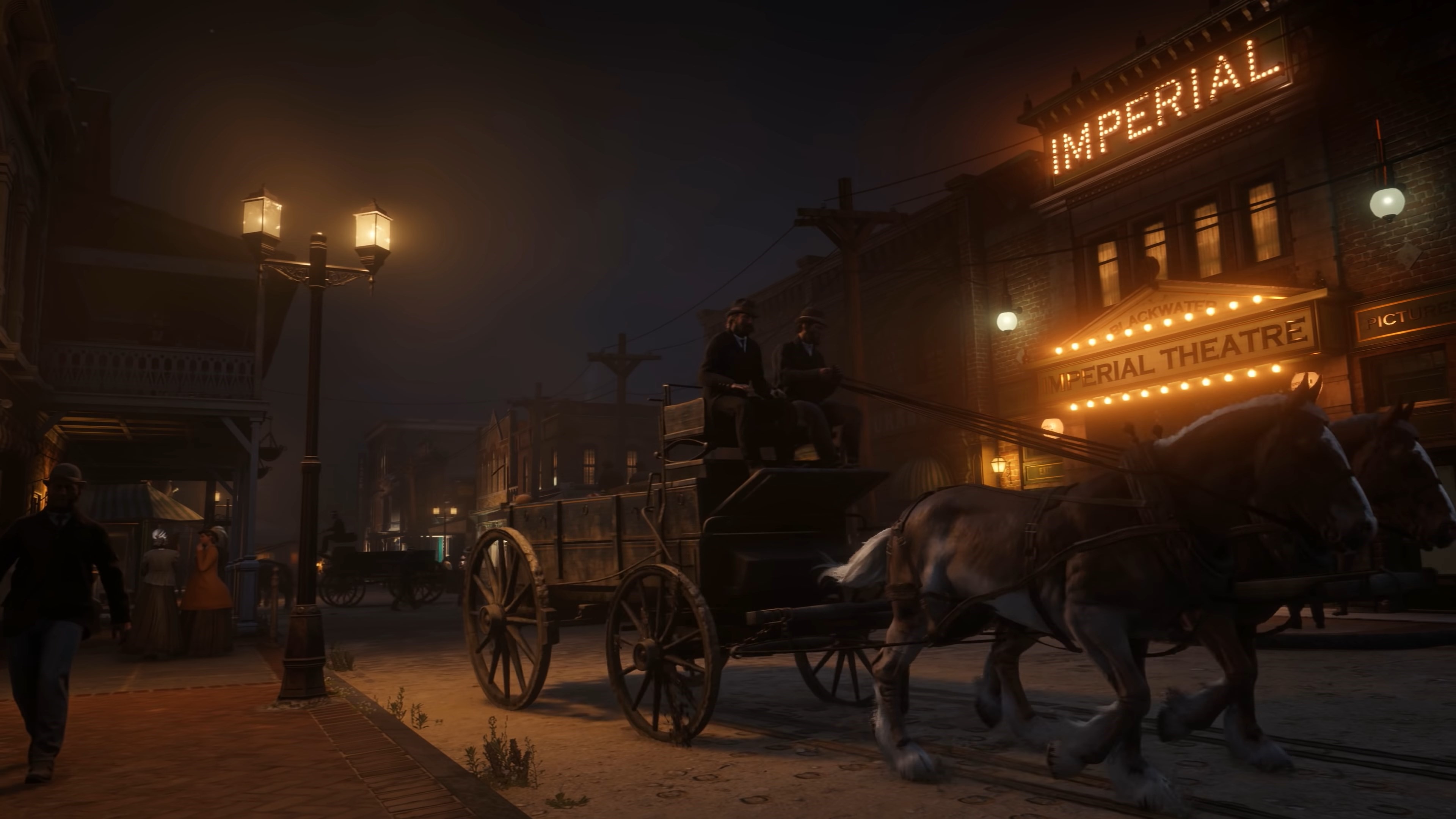 Red Dead Redemption 2 Imperial Theatre at Night HD Wallpaper