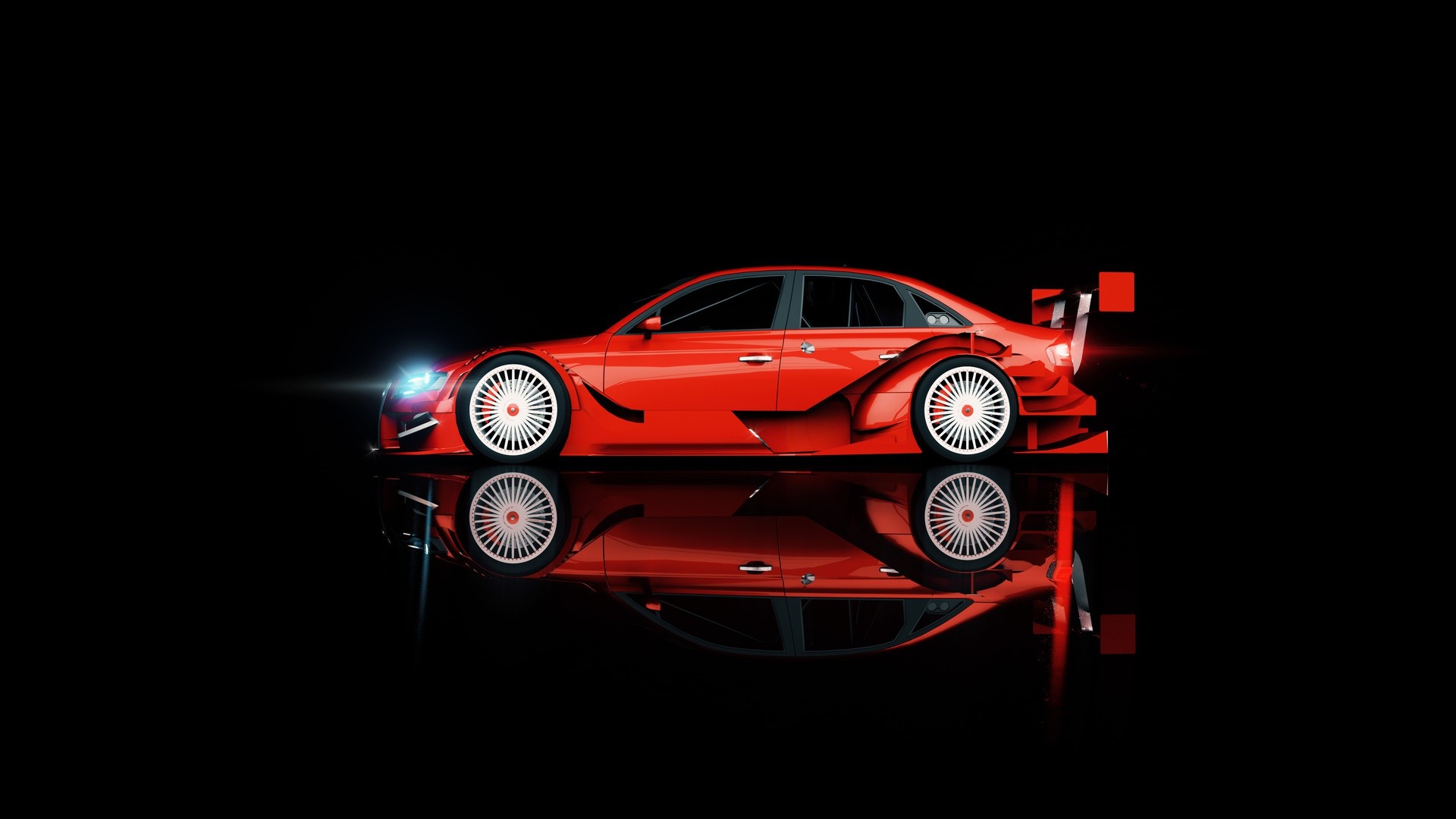 Red Audi sports car with spoiler HD Wallpaper