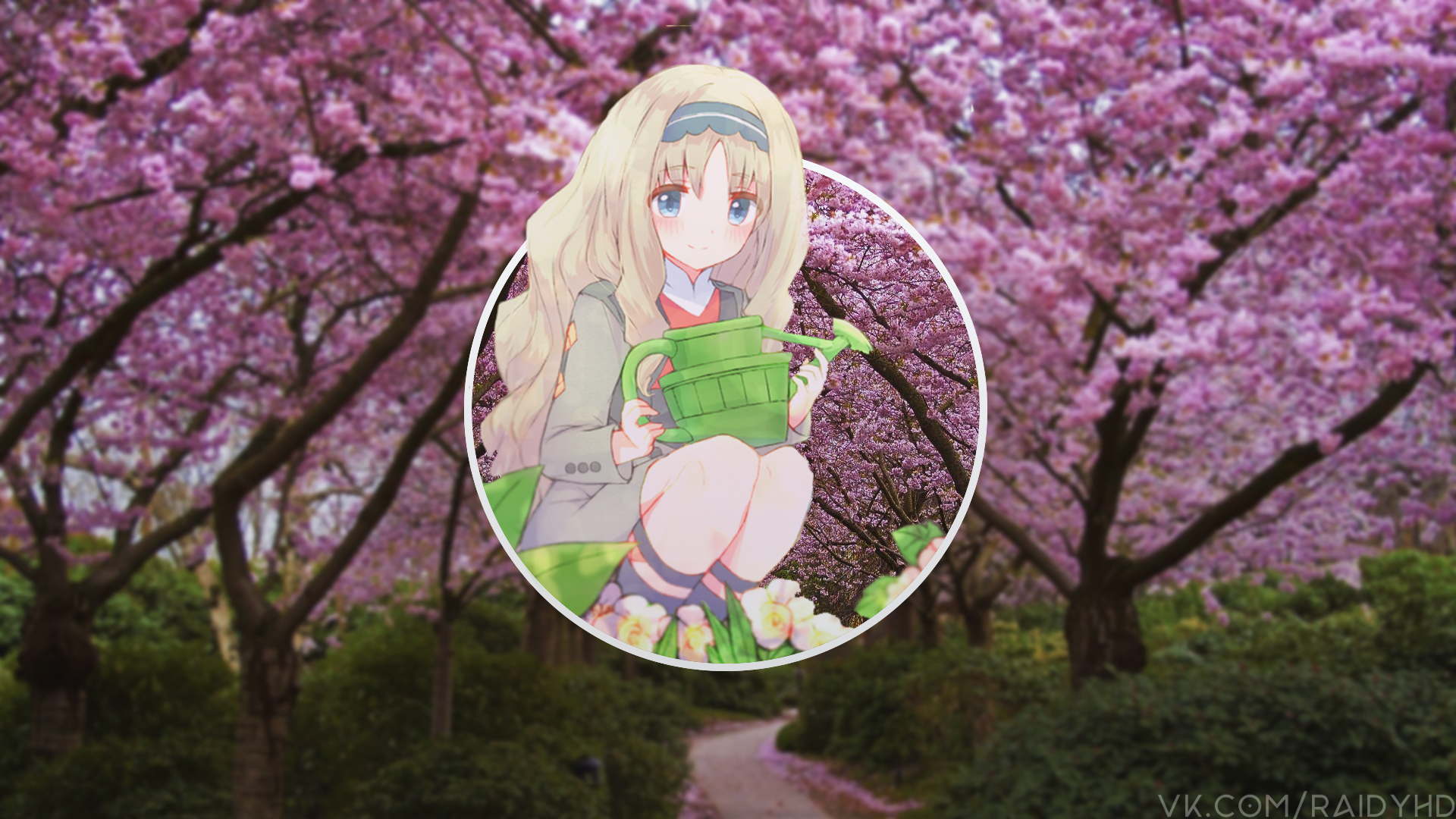 Kokoro from Darling in the FranXX watering flowers HD Wallpaper