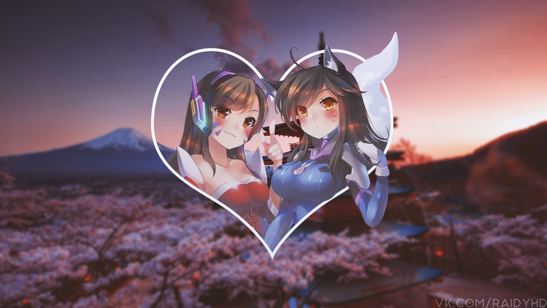 D.Va and Ahri from Overwatch HD Wallpaper