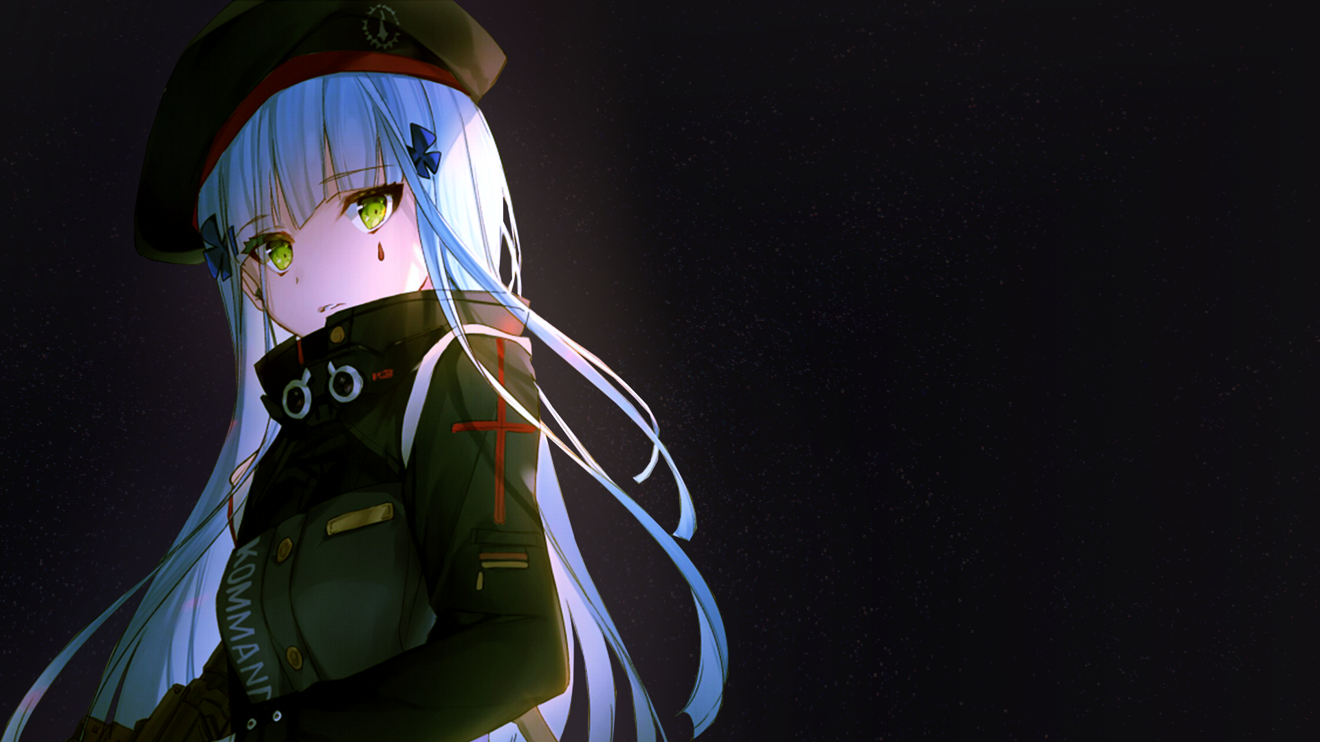 HK416 from Girls Frontline in uniform at night HD Wallpaper