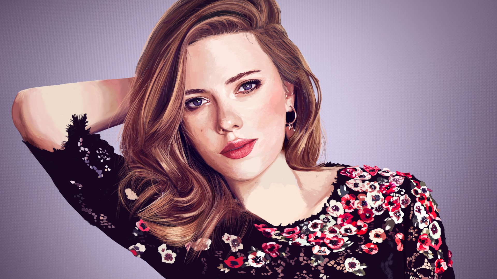 Scarlett Johansson digital painting HD Wallpaper