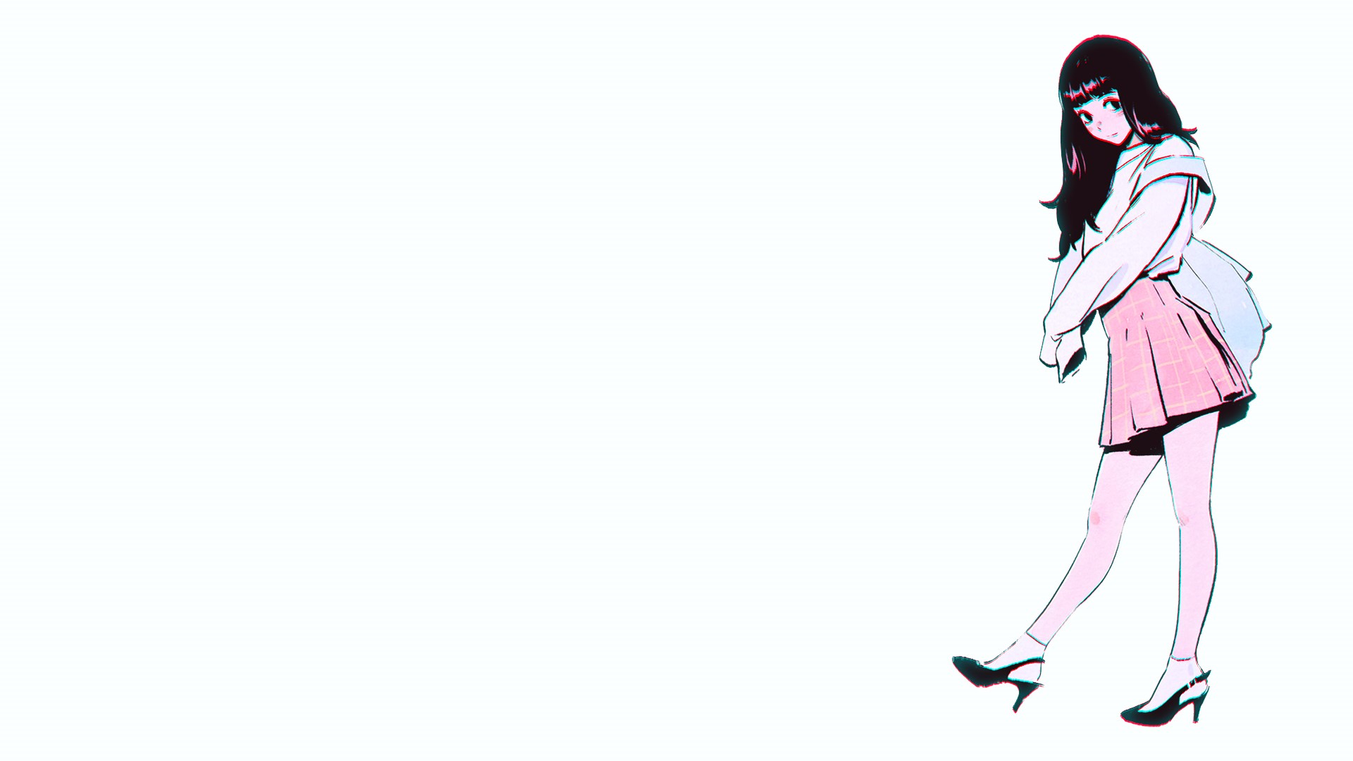 Anime girl in pink skirt and white jacket HD Wallpaper