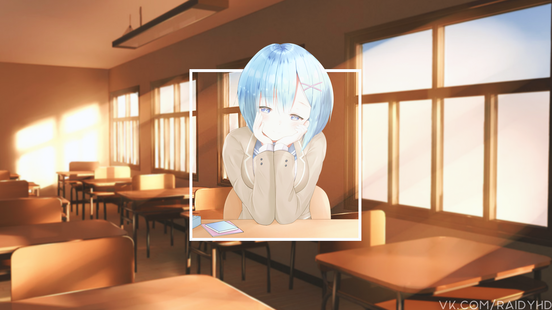 Rem from Re:Zero in a classroom HD Wallpaper