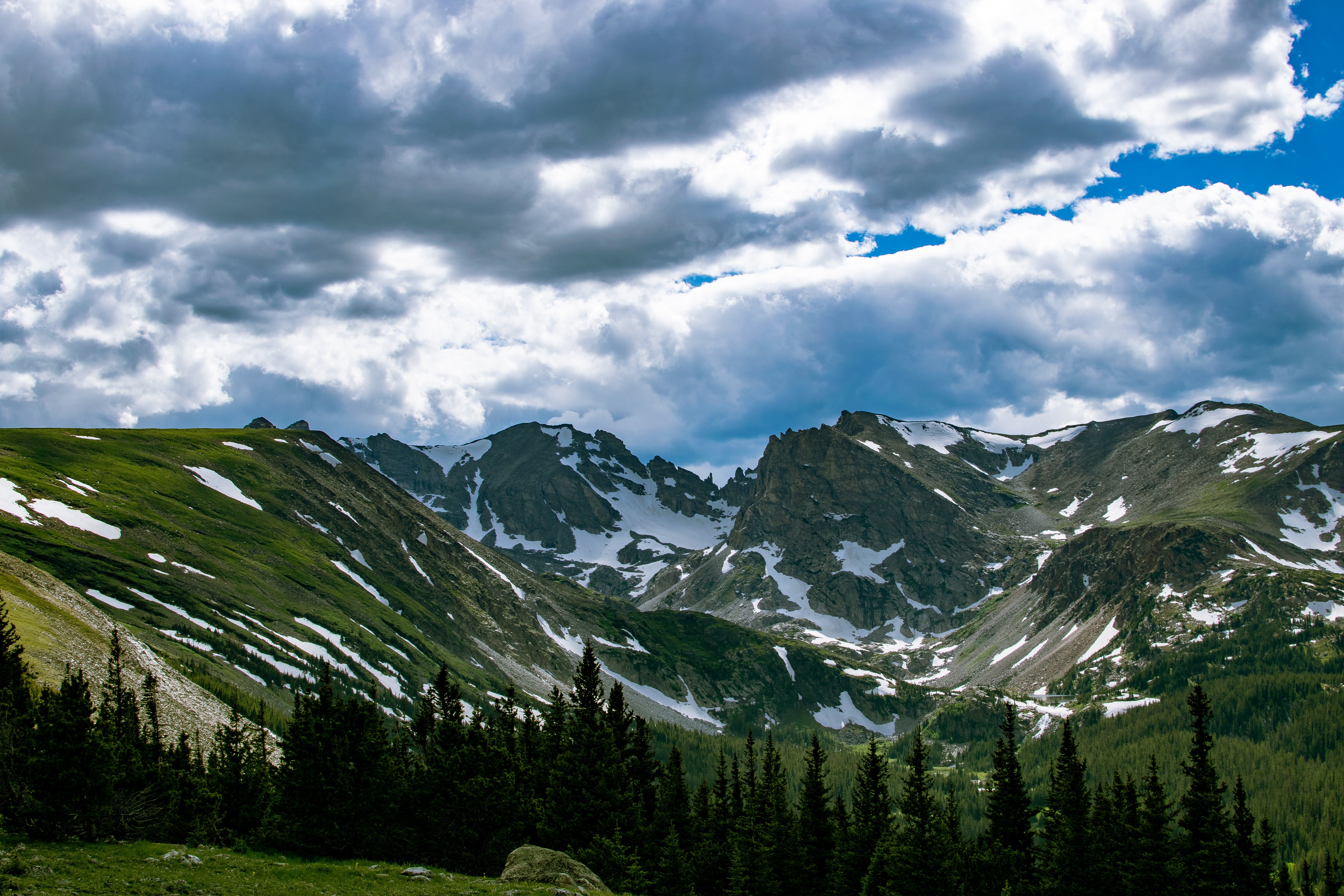 4K Mountain Landscape with Snow and Clouds HD Wallpaper