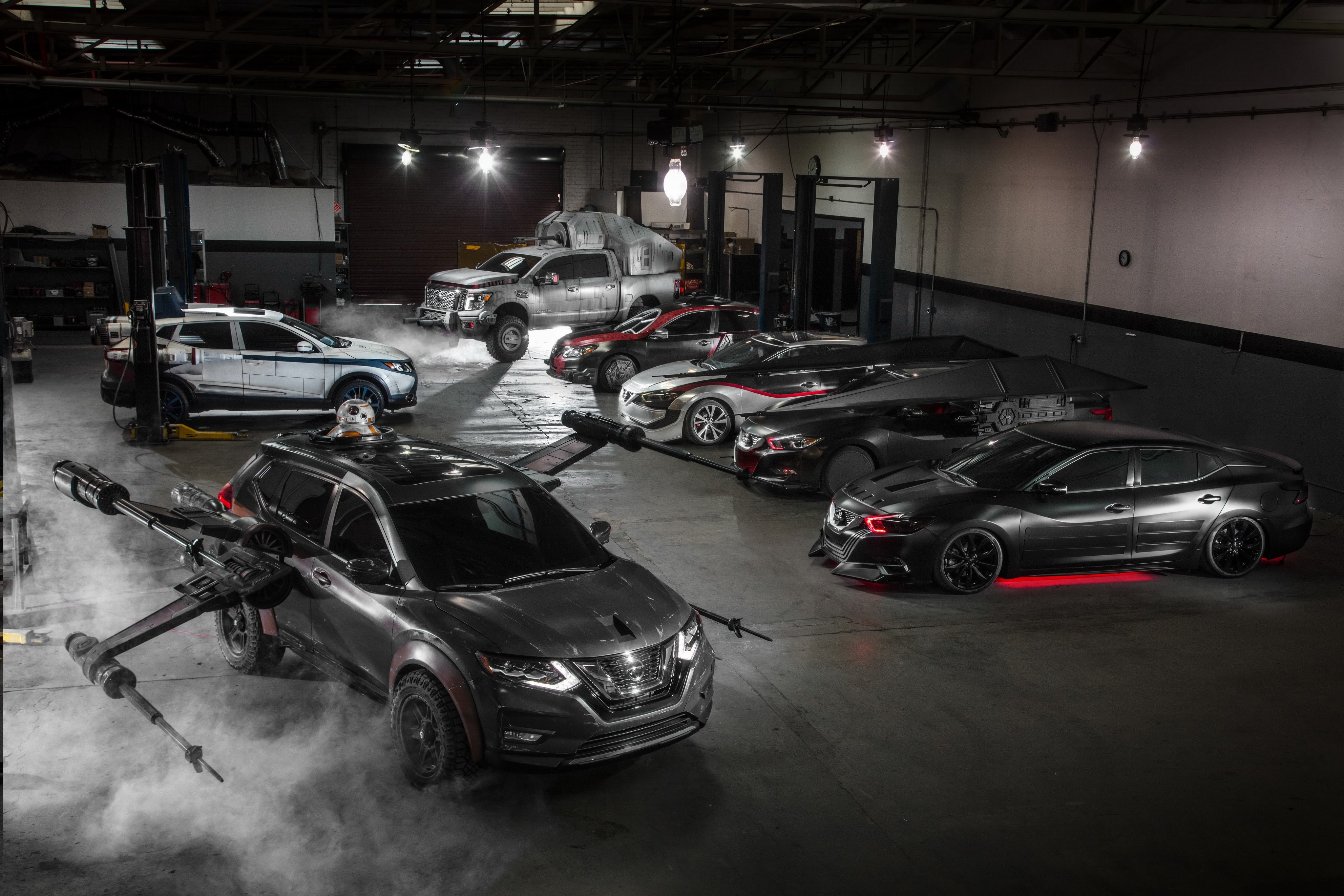 Star Wars Nissan Cars in Garage HD Wallpaper